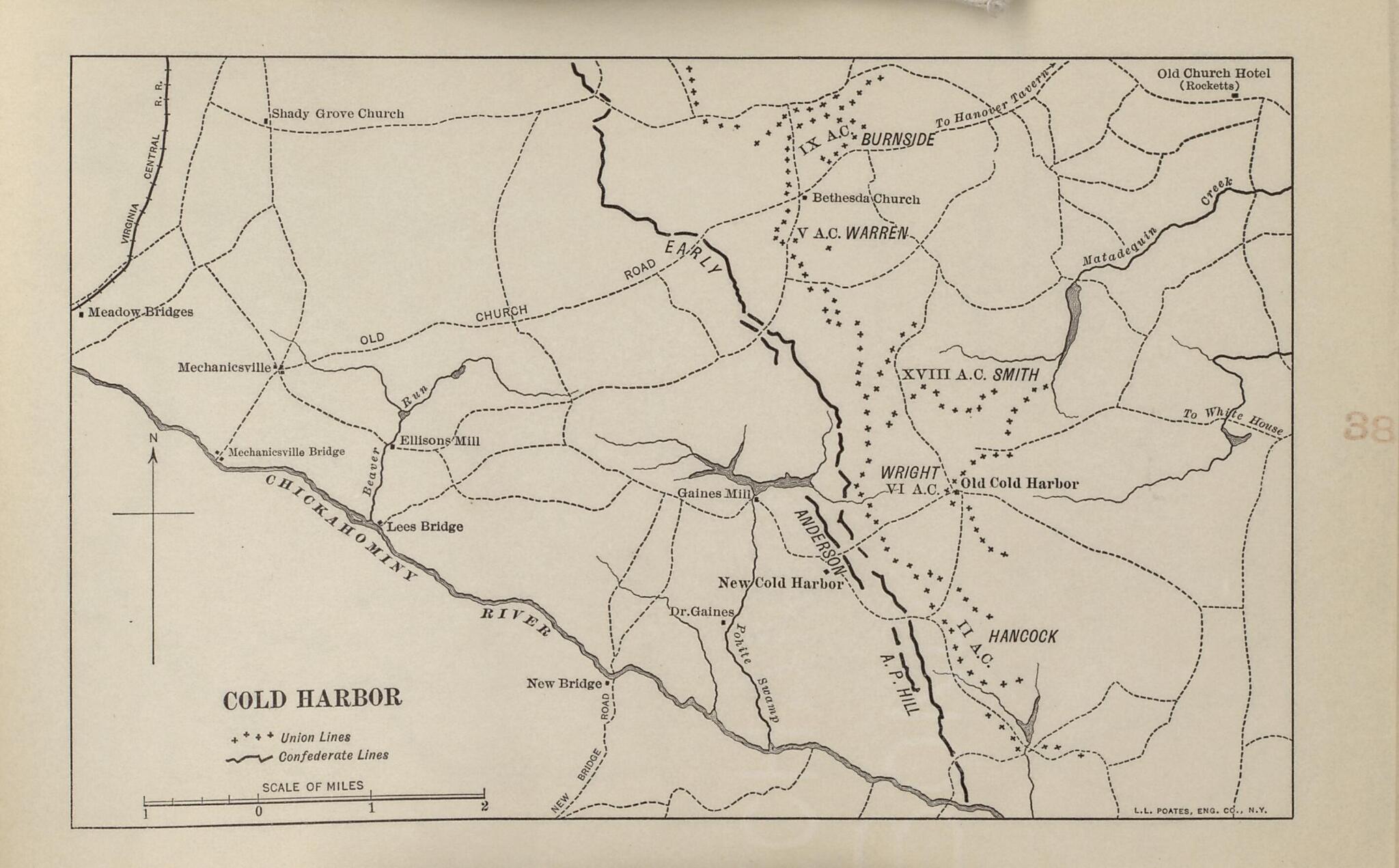 Cold Harbor from American Civil War Atlas 1914 by Relic Map Company