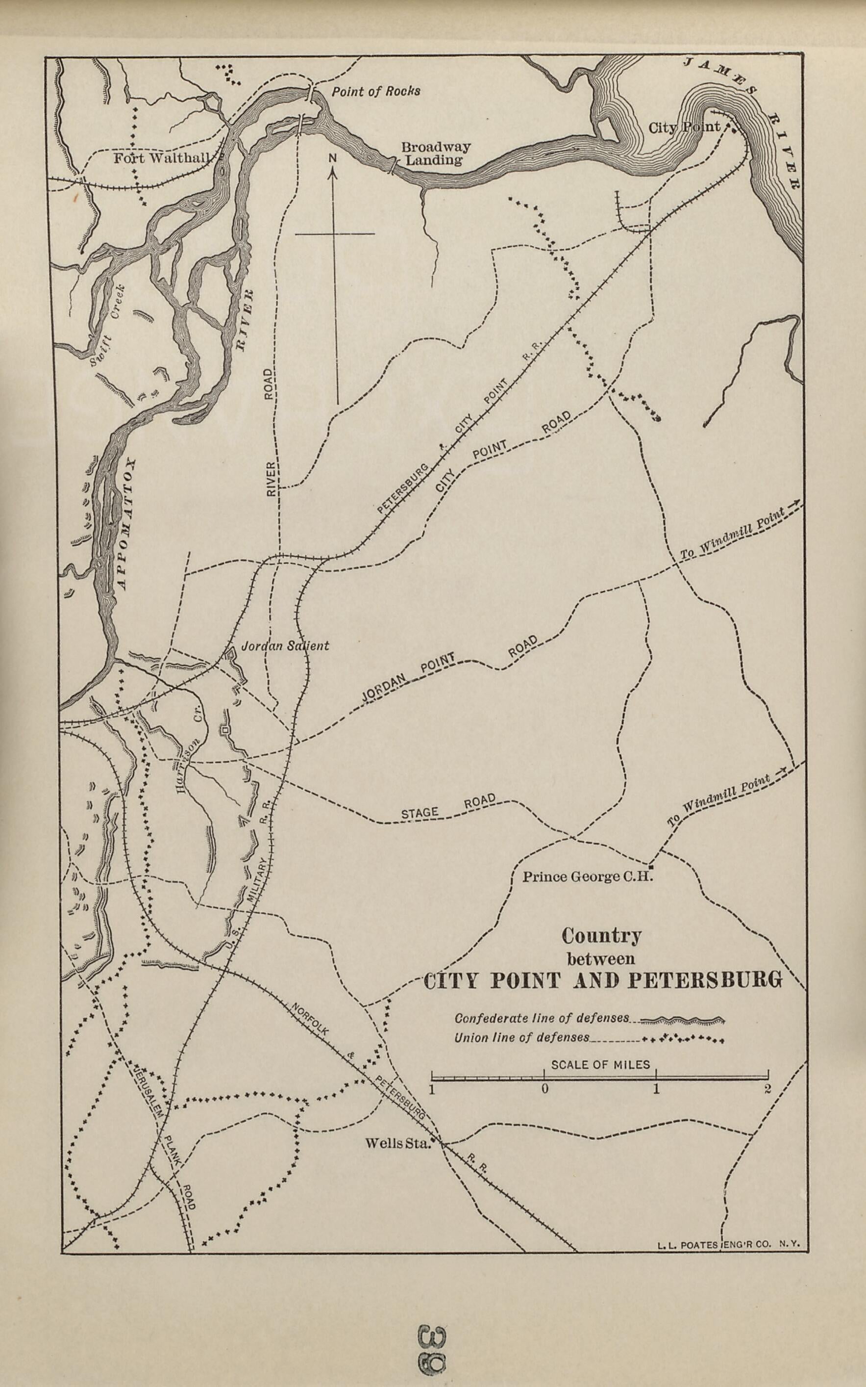 Country Between City Point and Petersburg from American Civil War Atlas 1914 by Relic Map Company