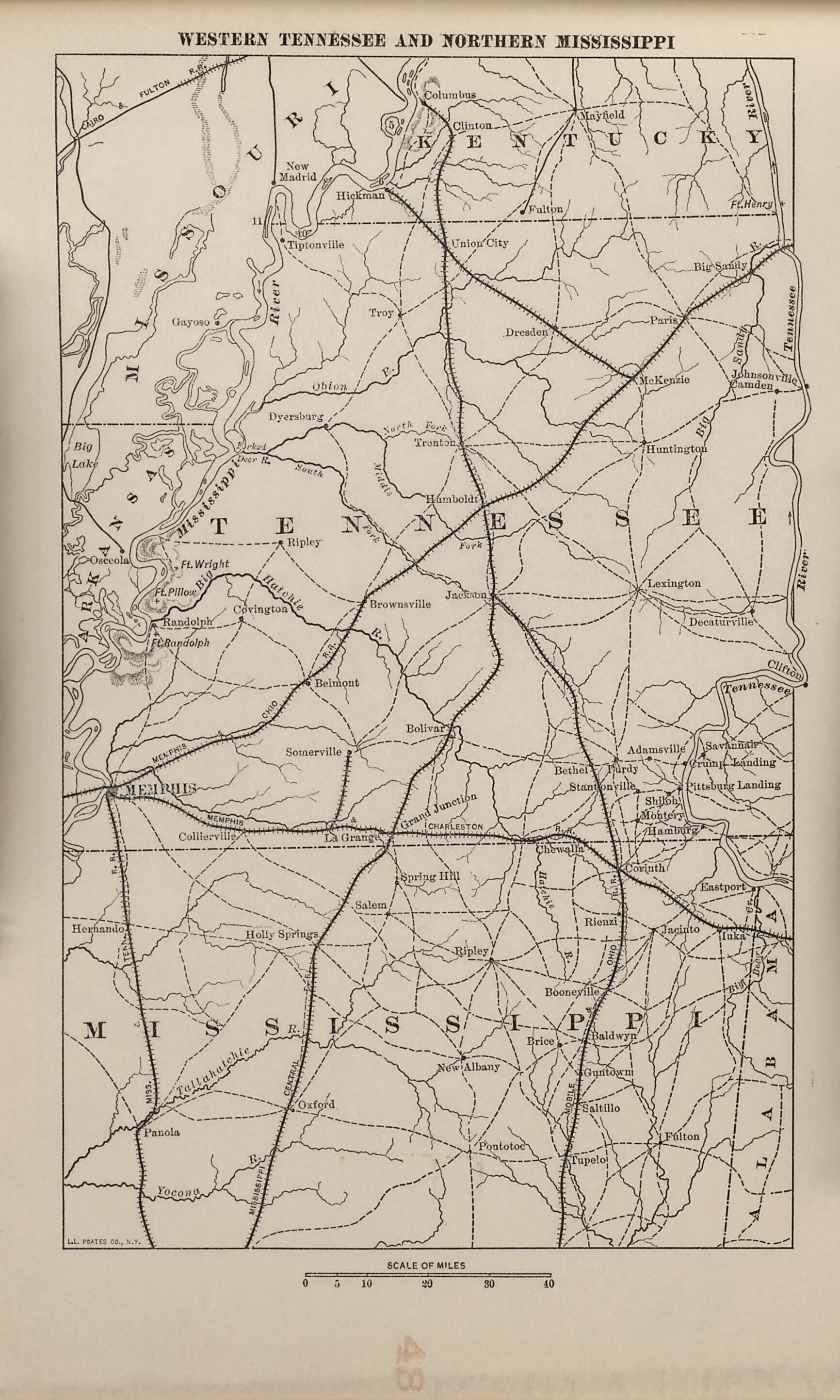 Western Tennessee and Northern Mississippi from American Civil War Atlas 1914 by Relic Map Company