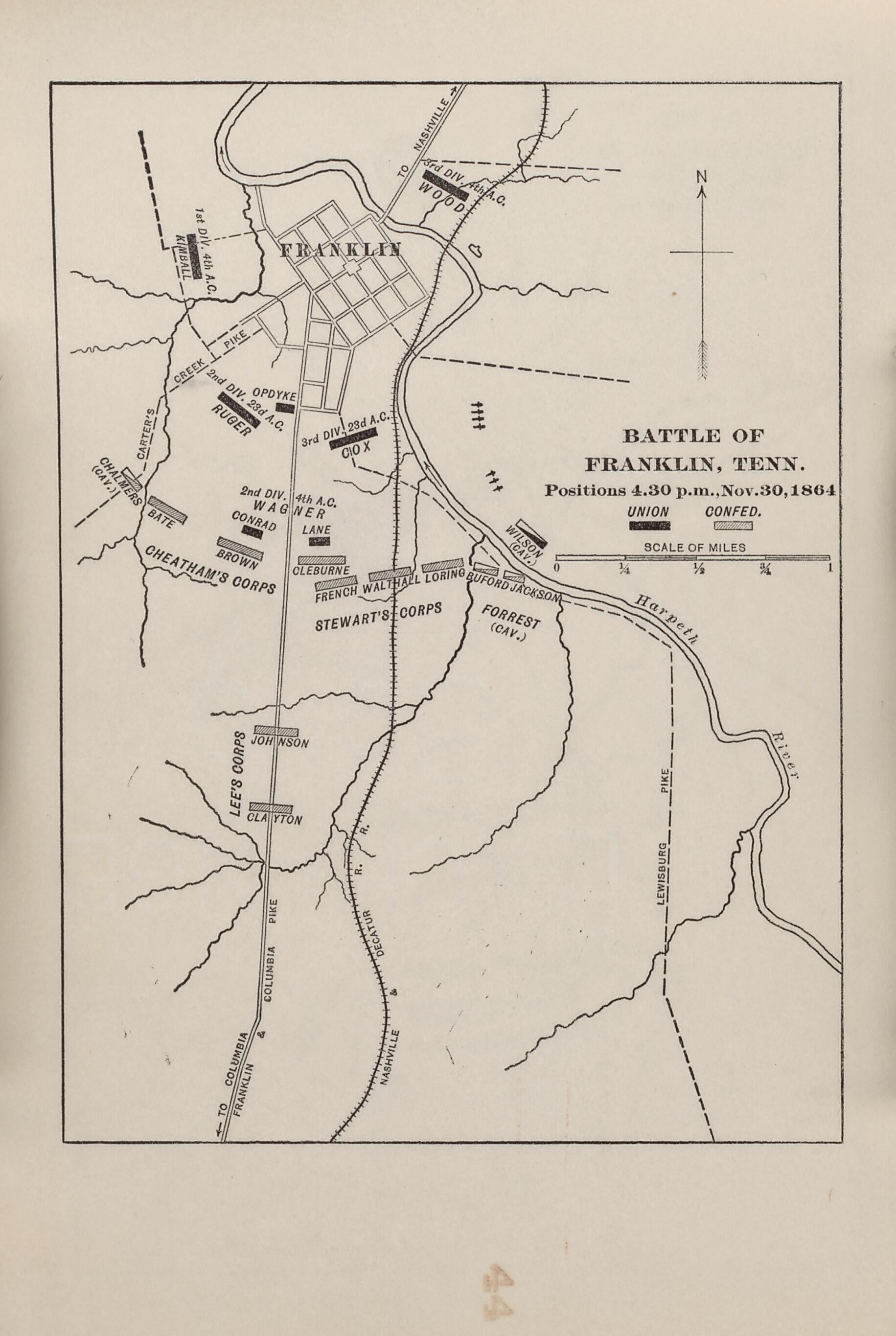 Battle of Franklin, Tenn., Nov. 30, 1864 from American Civil War Atlas 1914 by Relic Map Company