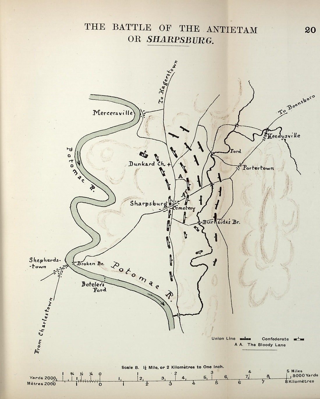 This old map of Battle of the Antietam Or Sharpsburg from the American Civil War--maps. from 1910 was created by John Formby in 1910