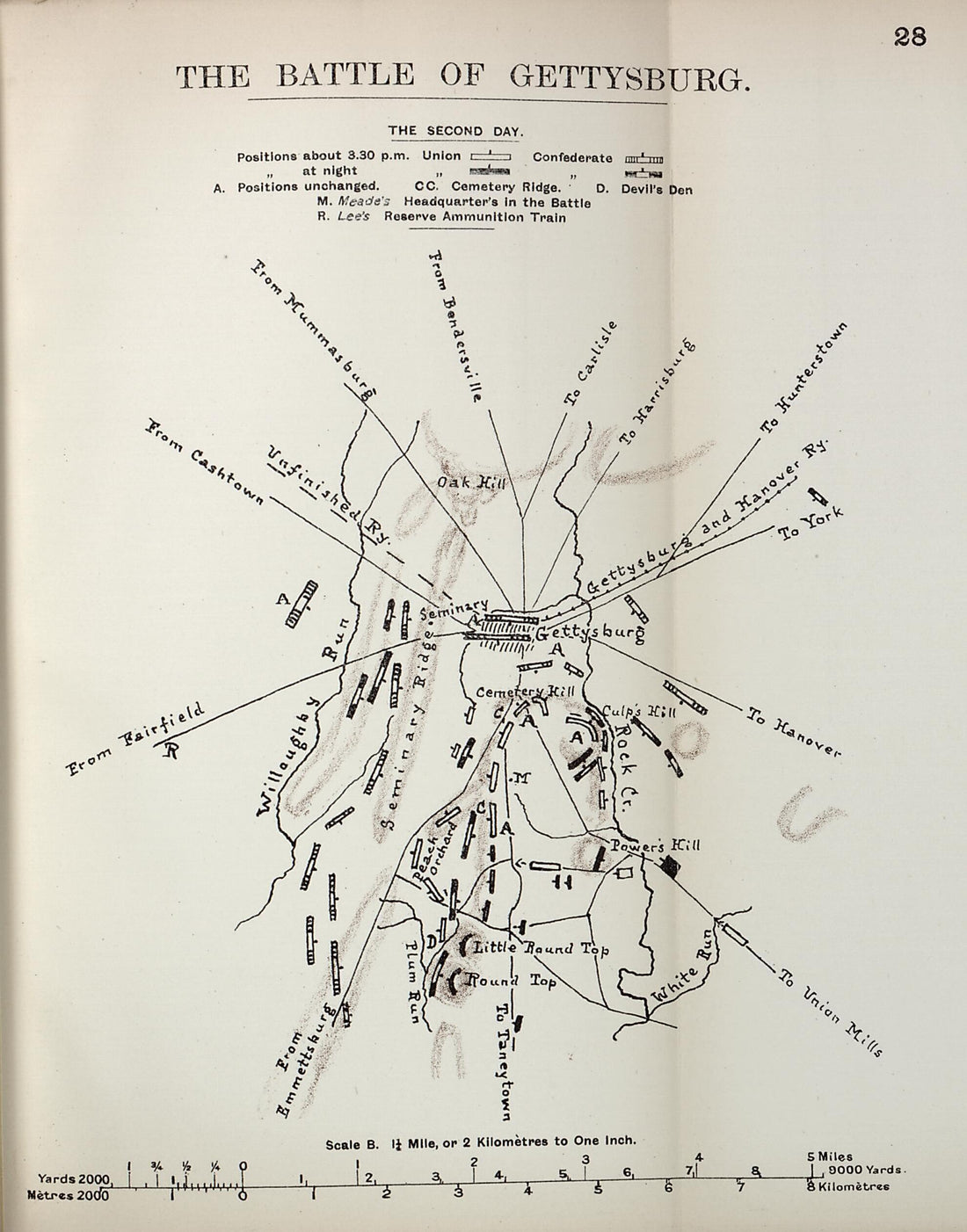 This old map of Battle of Gettysburg, the Second Day from the American Civil War--maps. from 1910 was created by John Formby in 1910