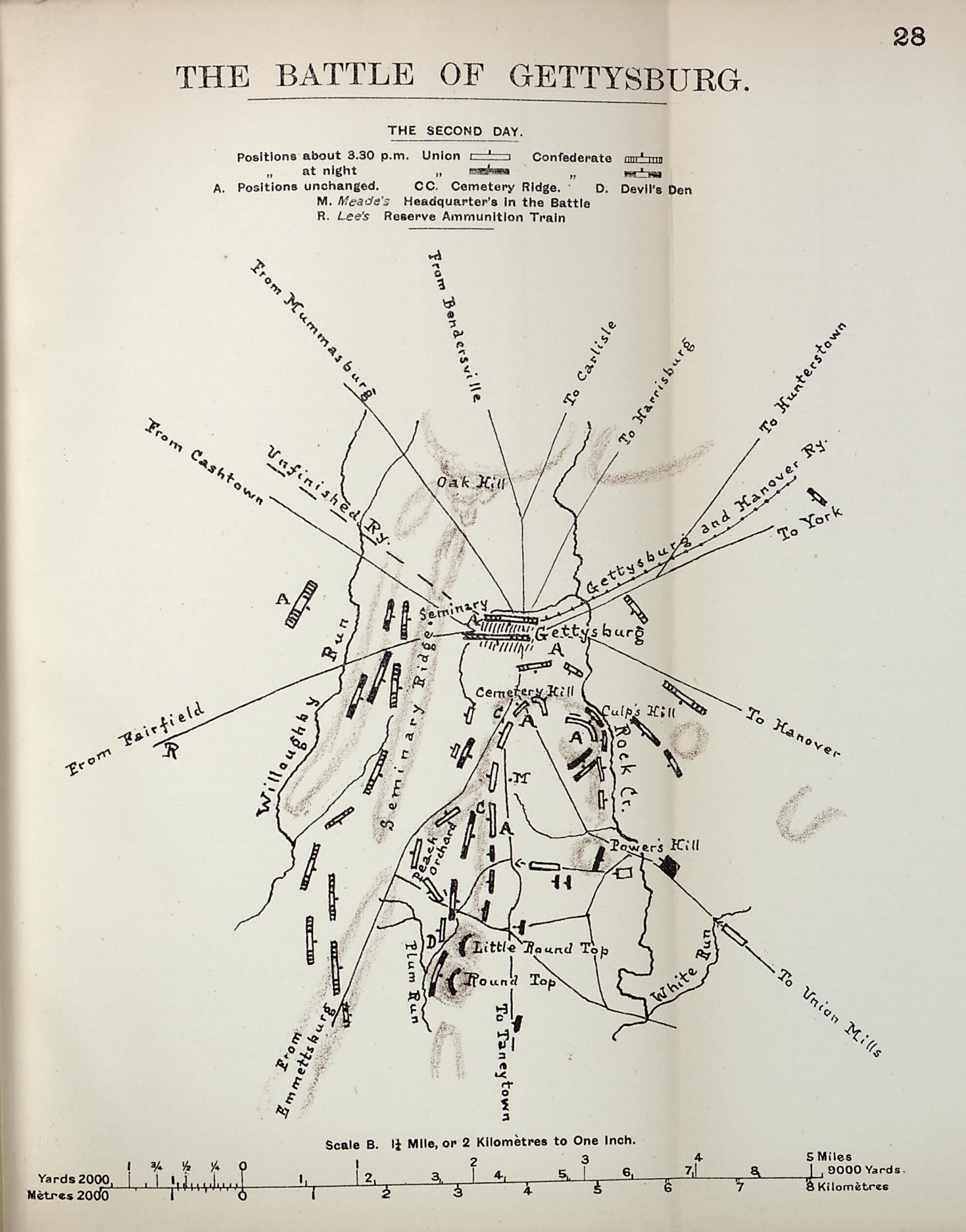 This old map of Battle of Gettysburg, the Second Day from the American Civil War--maps. from 1910 was created by John Formby in 1910