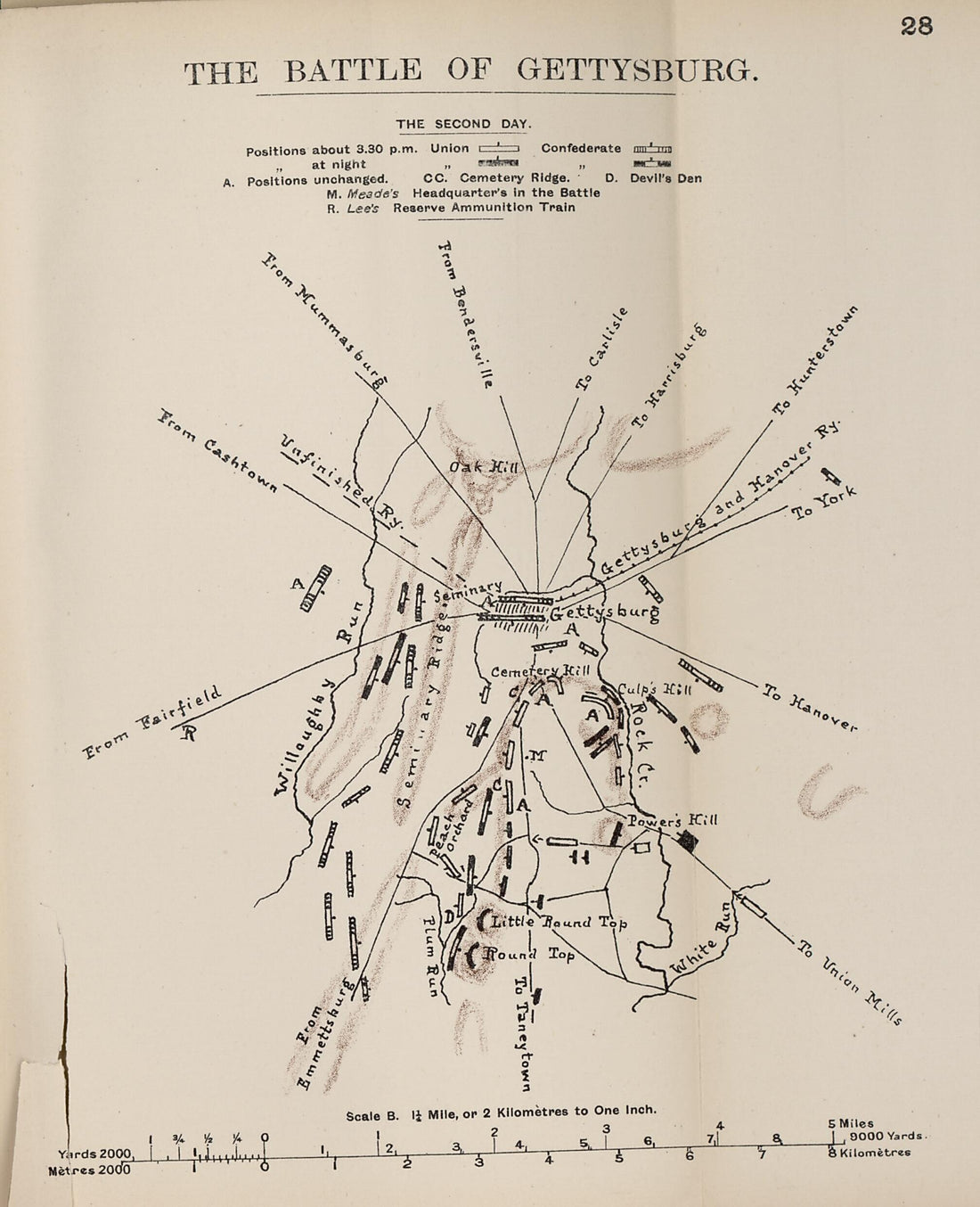 This old map of Battle of Gettysburg, the Second Day from the American Civil War--maps. from 1910 was created by John Formby in 1910