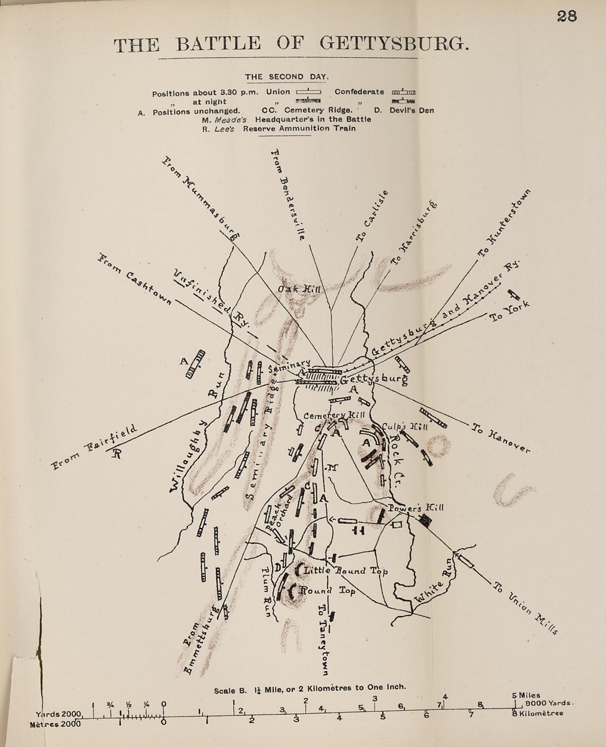 This old map of Battle of Gettysburg, the Second Day from the American Civil War--maps. from 1910 was created by John Formby in 1910