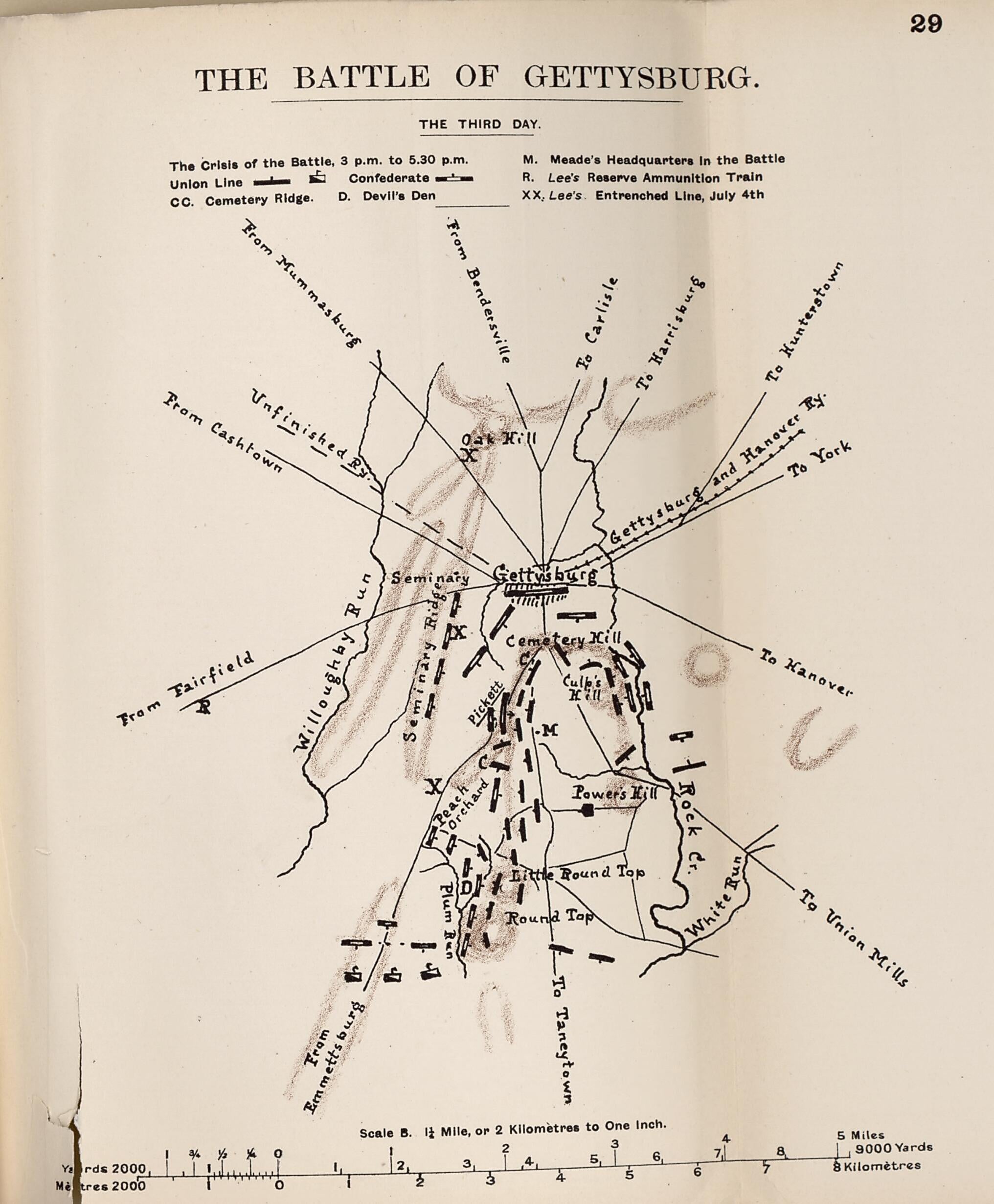 This old map of Battle of Gettysburg, the Third Day from the American Civil War--maps. from 1910 was created by John Formby in 1910
