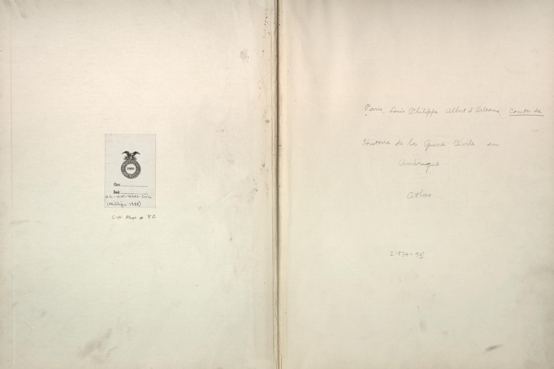 This old map of Endpapers, Annotated from Histoire De La Guerre Civile En Amérique, Par M. Le Comte De Paris--cartes Et Planches from 1890 was created by Louis-Philippe-Albert D&