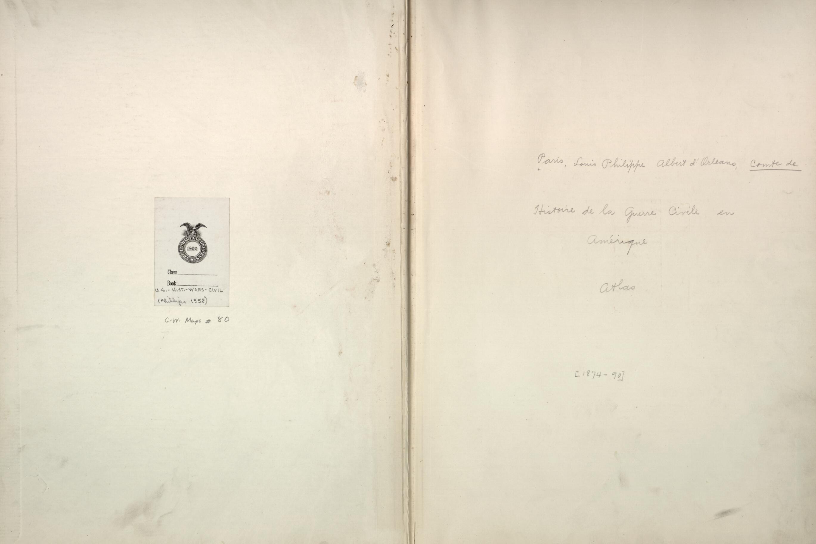 This old map of Endpapers, Annotated from Histoire De La Guerre Civile En Amérique, Par M. Le Comte De Paris--cartes Et Planches from 1890 was created by Louis-Philippe-Albert D&