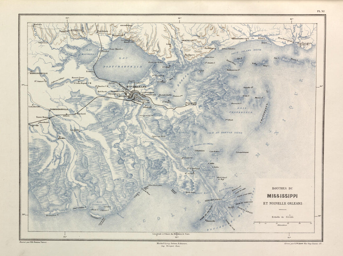 This old map of Bouches Du Mississippi Et Nouvelle Orleans from Histoire De La Guerre Civile En Amérique, Par M. Le Comte De Paris--cartes Et Planches from 1890 was created by Louis-Philippe-Albert D&