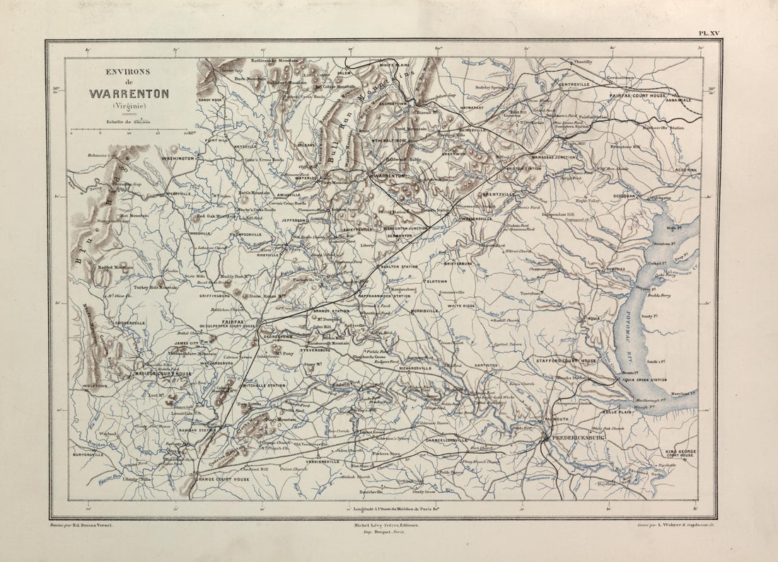 This old map of Environs De Warrenton (Virginie) from Histoire De La Guerre Civile En Amérique, Par M. Le Comte De Paris--cartes Et Planches from 1890 was created by Louis-Philippe-Albert D&