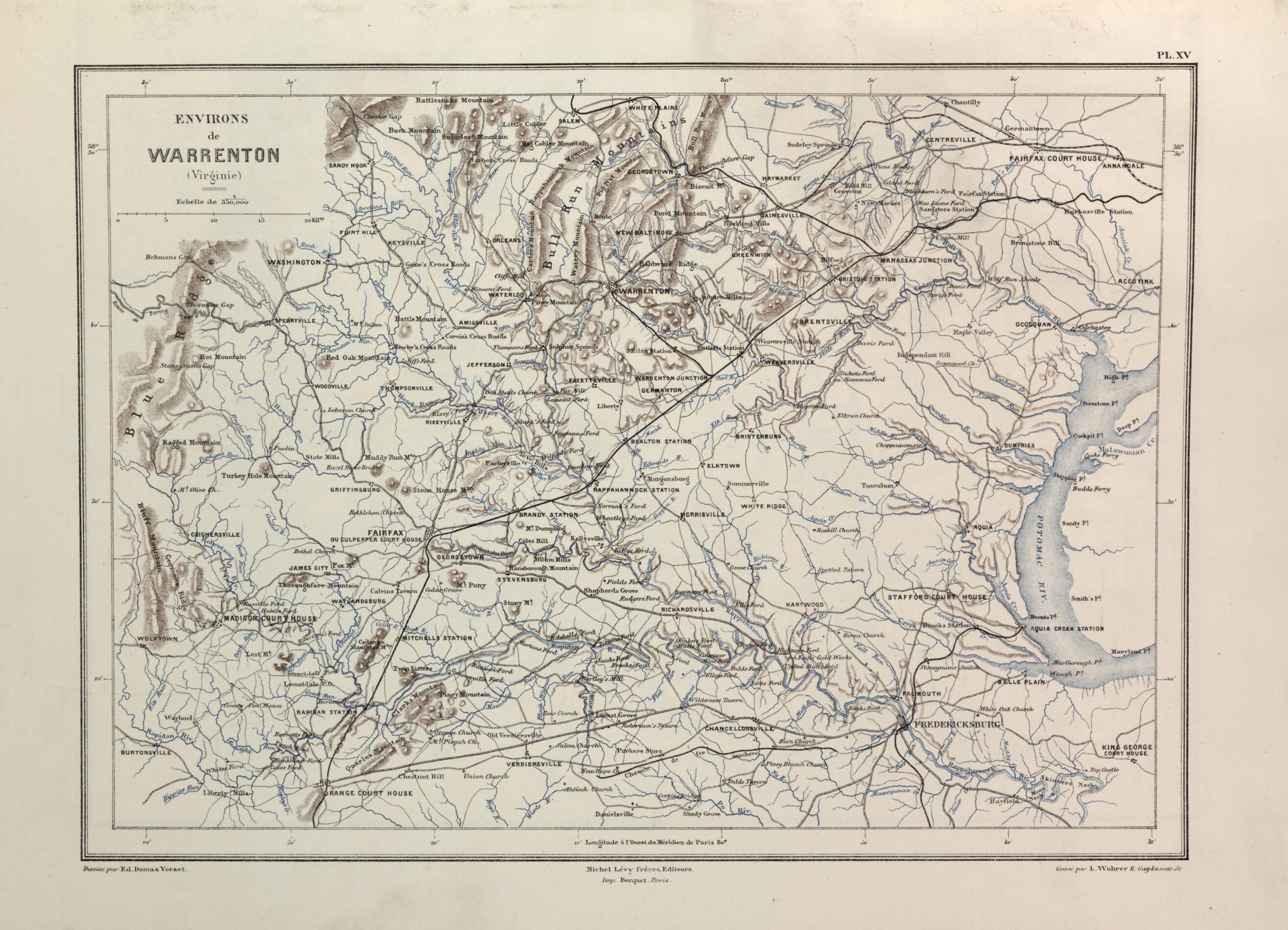 This old map of Environs De Warrenton (Virginie) from Histoire De La Guerre Civile En Amérique, Par M. Le Comte De Paris--cartes Et Planches from 1890 was created by Louis-Philippe-Albert D&