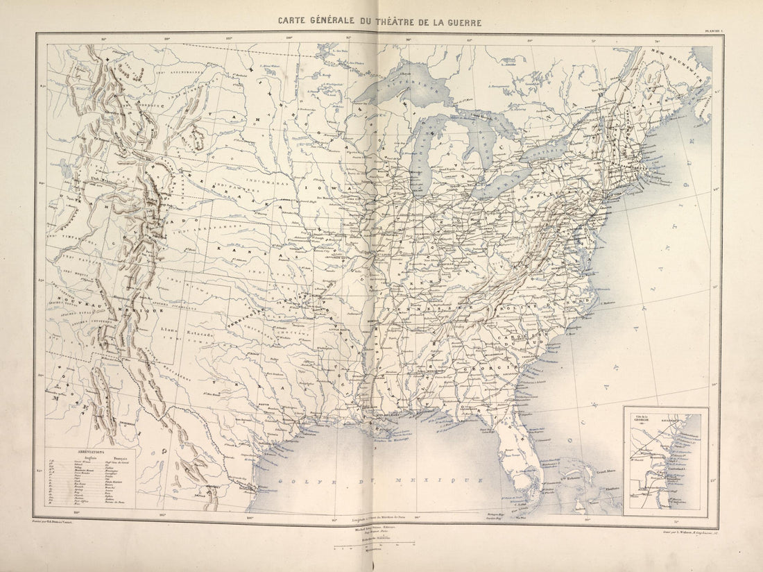 This old map of Carte Generale Du Theatre La Guerre from Histoire De La Guerre Civile En Amérique, Par M. Le Comte De Paris--cartes Et Planches from 1890 was created by Louis-Philippe-Albert D&