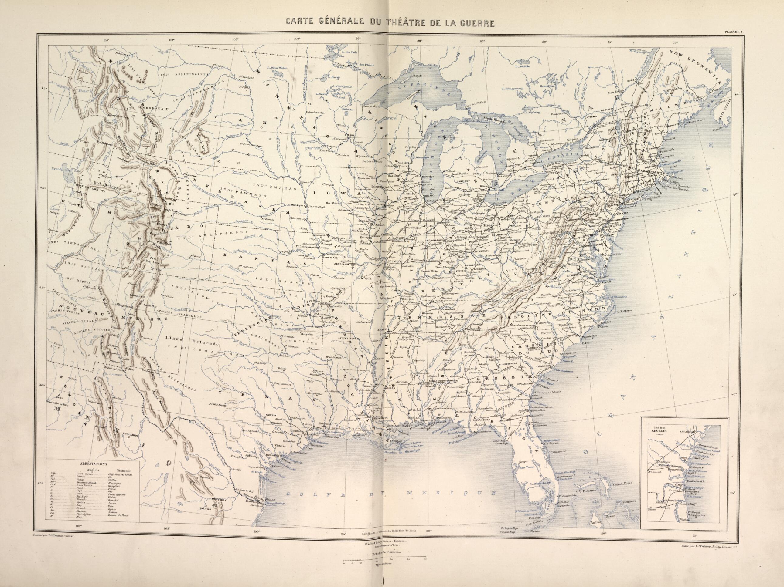This old map of Carte Generale Du Theatre La Guerre from Histoire De La Guerre Civile En Amérique, Par M. Le Comte De Paris--cartes Et Planches from 1890 was created by Louis-Philippe-Albert D&