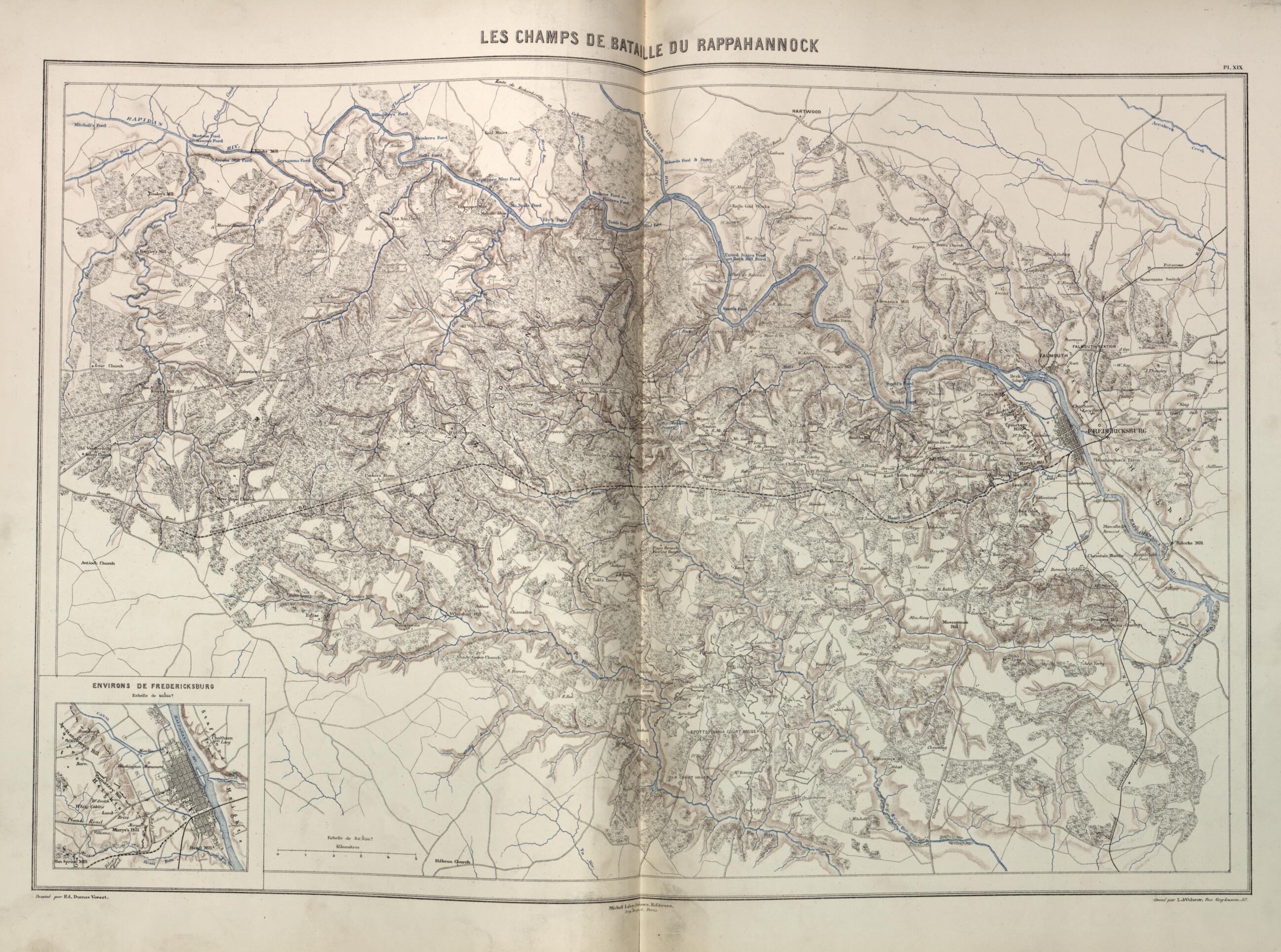 This old map of Les Champs De Bataille Du Rappahannock from Histoire De La Guerre Civile En Amérique, Par M. Le Comte De Paris--cartes Et Planches from 1890 was created by Louis-Philippe-Albert D&