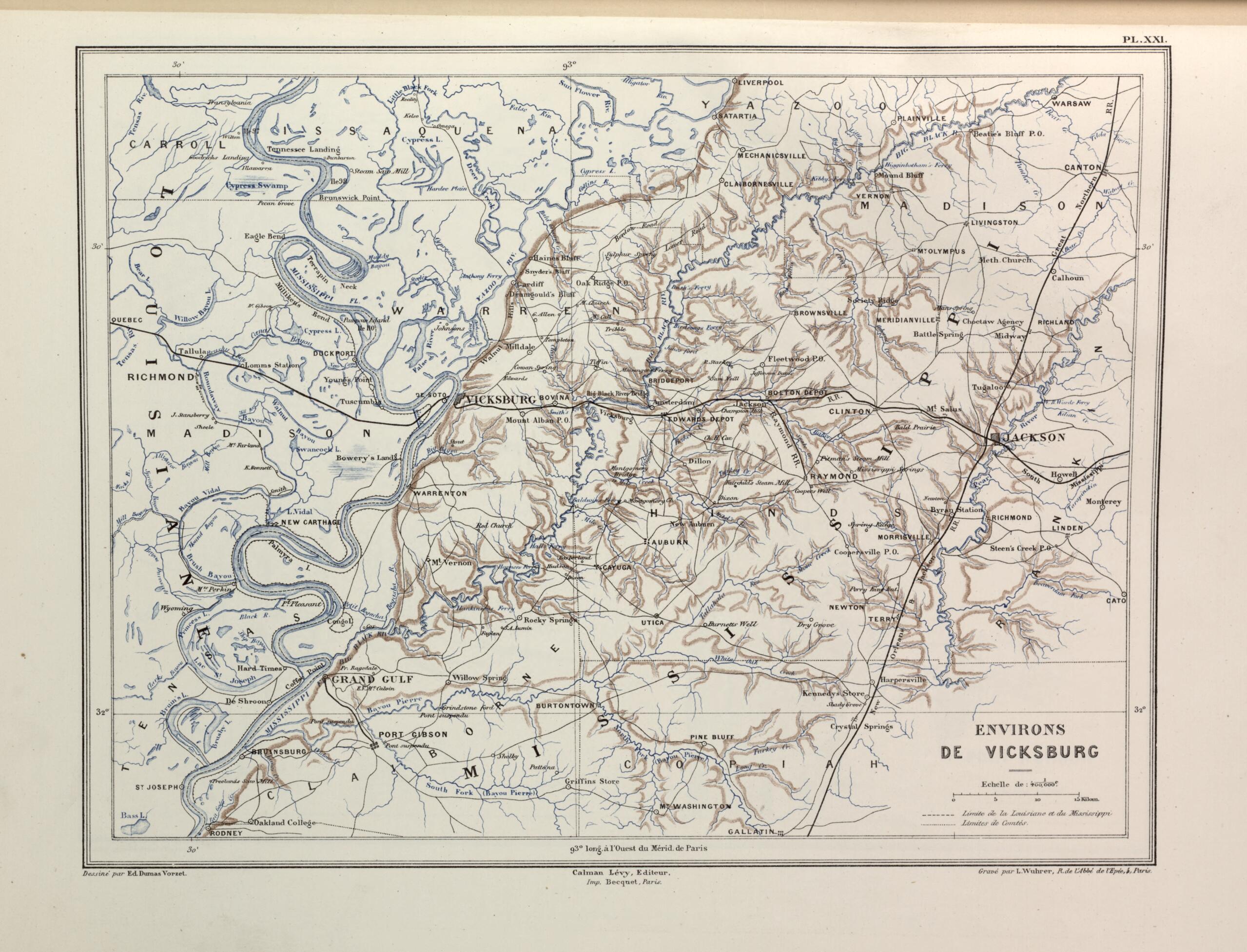This old map of Environs De Vicksburg from Histoire De La Guerre Civile En Amérique, Par M. Le Comte De Paris--cartes Et Planches from 1890 was created by Louis-Philippe-Albert D&