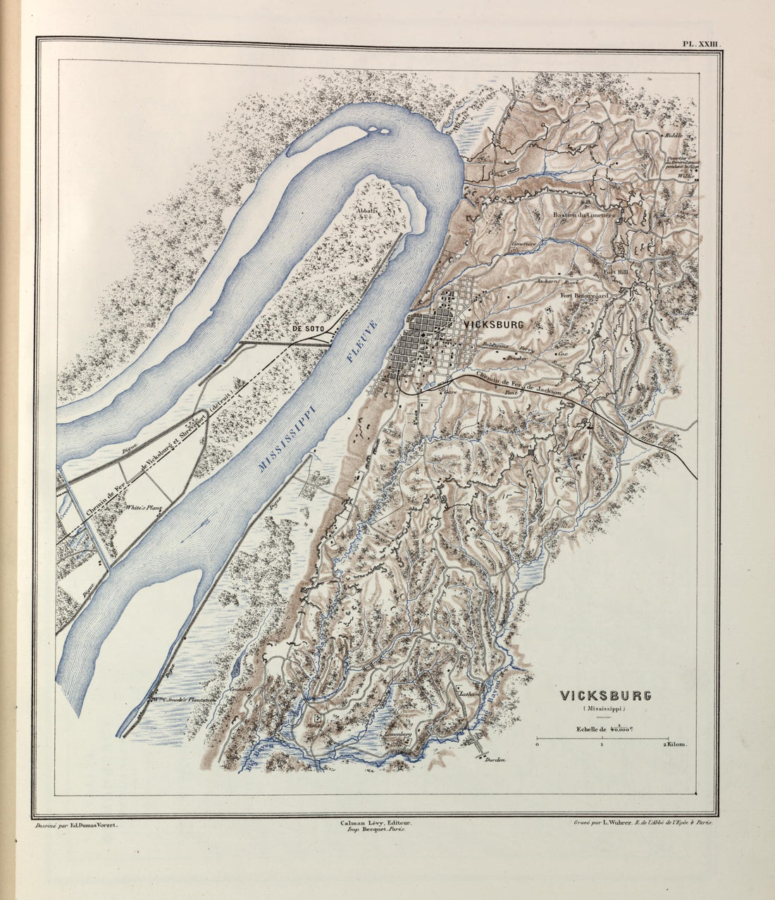 This old map of Vicksburg (Miss.) from Histoire De La Guerre Civile En Amérique, Par M. Le Comte De Paris--cartes Et Planches from 1890 was created by Louis-Philippe-Albert D&