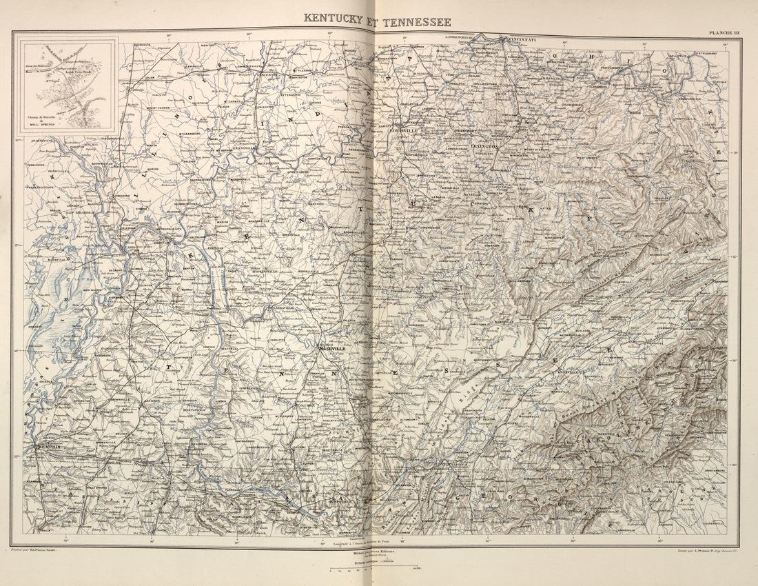 This old map of Kentucky Et Tennessee from Histoire De La Guerre Civile En Amérique, Par M. Le Comte De Paris--cartes Et Planches from 1890 was created by Louis-Philippe-Albert D&