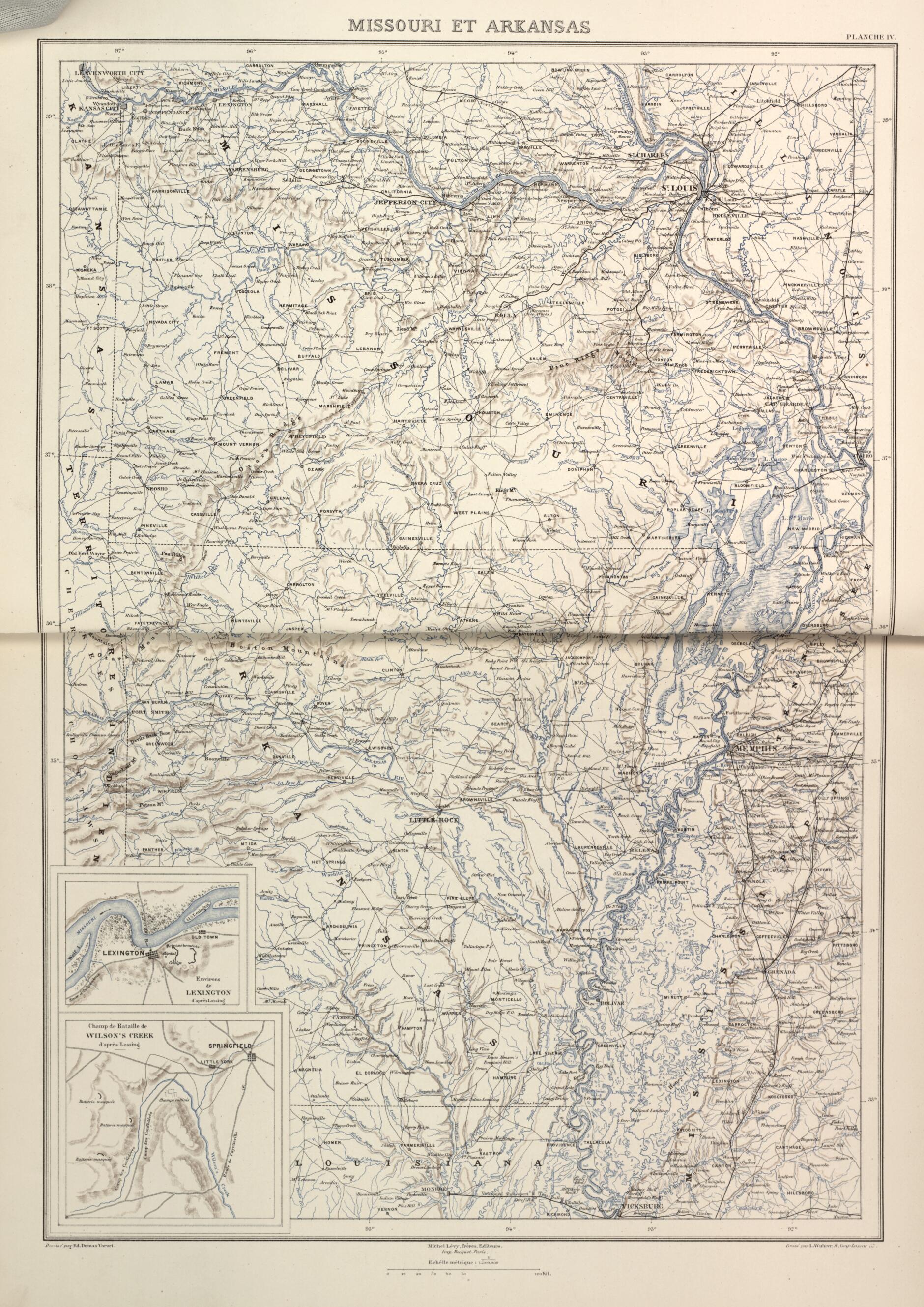 This old map of Missouri Et Arkansas from Histoire De La Guerre Civile En Amérique, Par M. Le Comte De Paris--cartes Et Planches from 1890 was created by Louis-Philippe-Albert D&