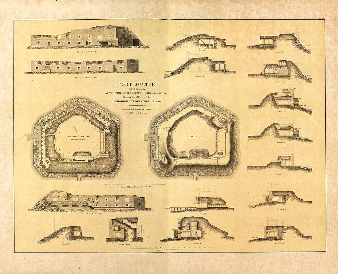 This old map of Fort Sumter, South Carolina, Showing Morris Island, 1865 from Military Maps. from 1879 was created by United States. Army. Corps of Engineers in 1879