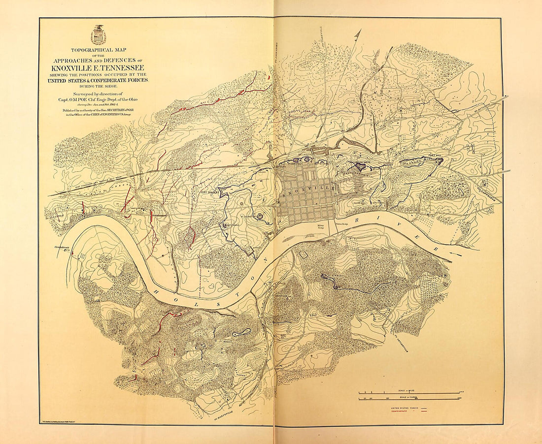 This old map of Topographical Map of Knoxville, Tenn., 1863-64 from Military Maps. from 1879 was created by United States. Army. Corps of Engineers in 1879