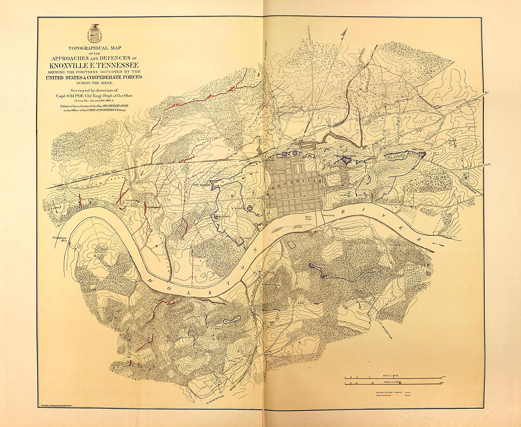 This old map of Topographical Map of Knoxville, Tenn., 1863-64 from Military Maps. from 1879 was created by United States. Army. Corps of Engineers in 1879