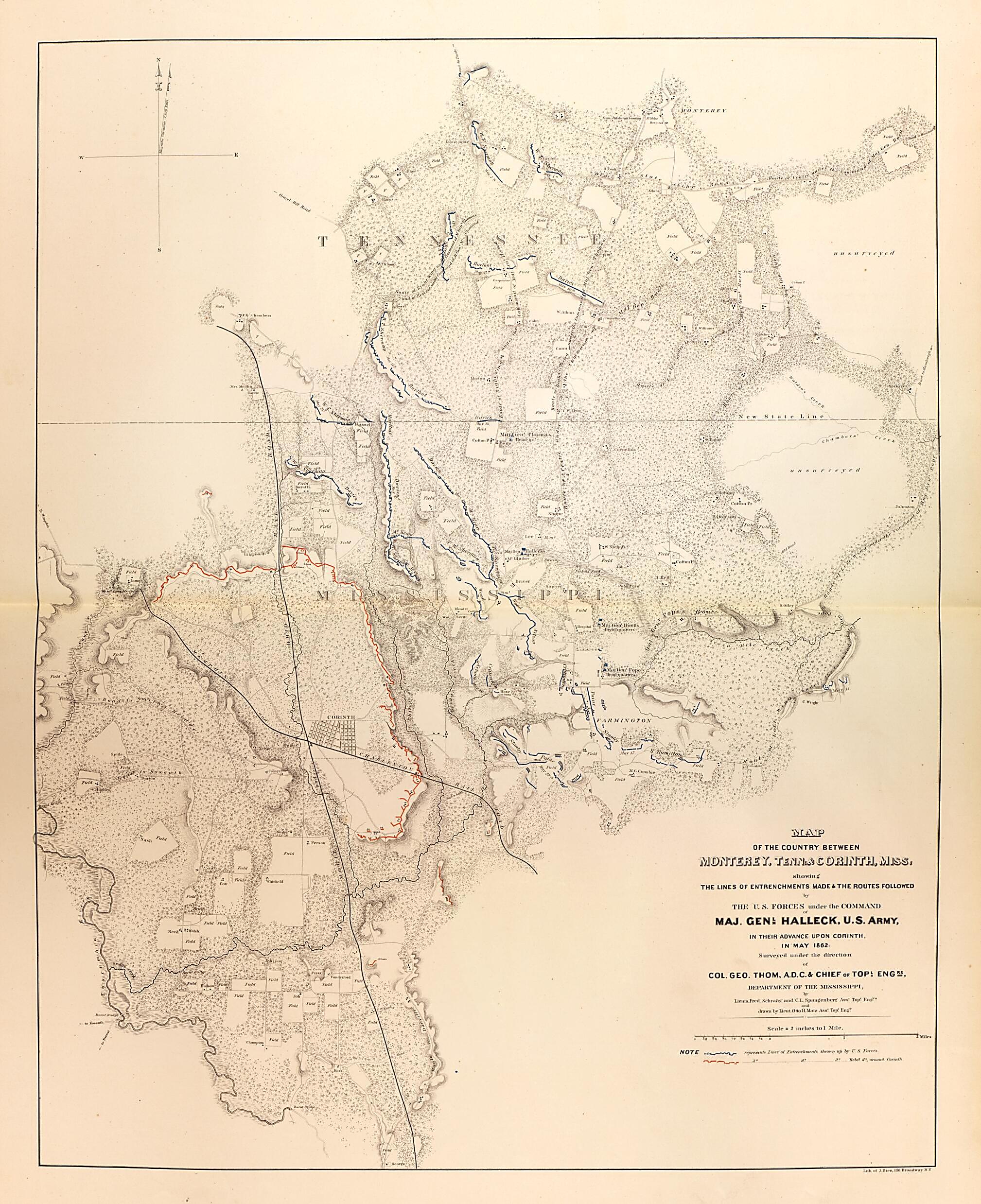 This old map of Map of the Country Between Monterey, Tenn. and Corinth, Miss., 1862 from Military Maps. from 1879 was created by United States. Army. Corps of Engineers in 1879