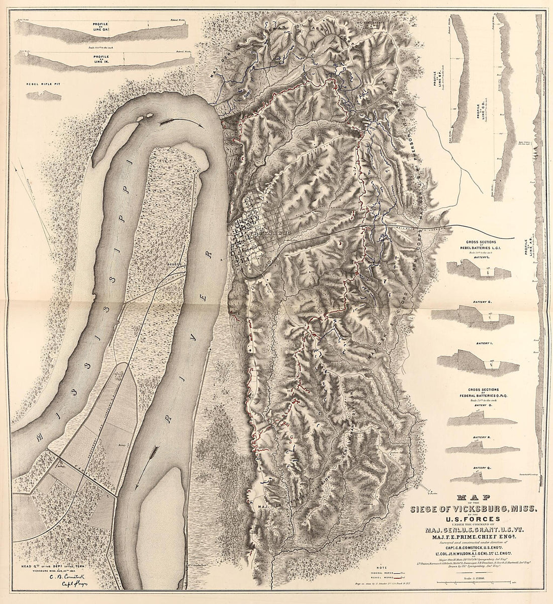This old map of Map of the Siege of Vicksburg, Miss., 1863 from Military Maps. from 1879 was created by United States. Army. Corps of Engineers in 1879