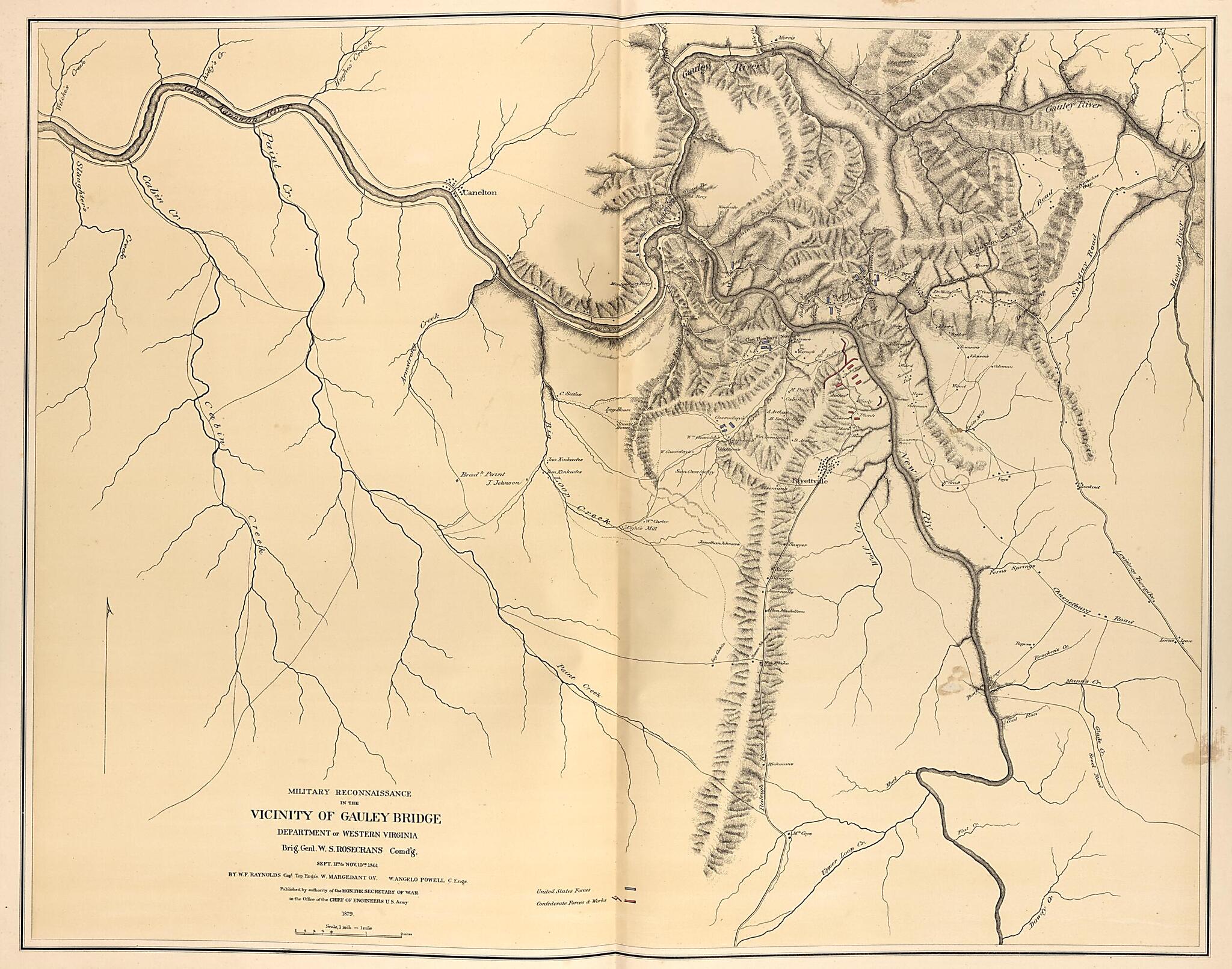 This old map of Military Reconnaissance of Gauley Bridge, W. Va., 1861 from Military Maps. from 1879 was created by United States. Army. Corps of Engineers in 1879
