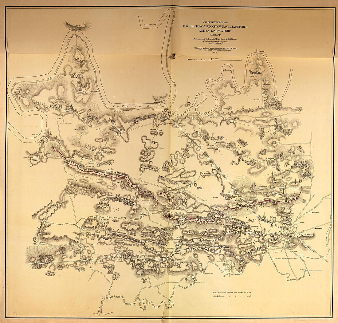 This old map of Map of Vicinity of Hagerstown,Funkstown,Williamsport,and Falling Waters,Md.,1863 from Military Maps. from 1879 was created by United States. Army. Corps of Engineers in 1879