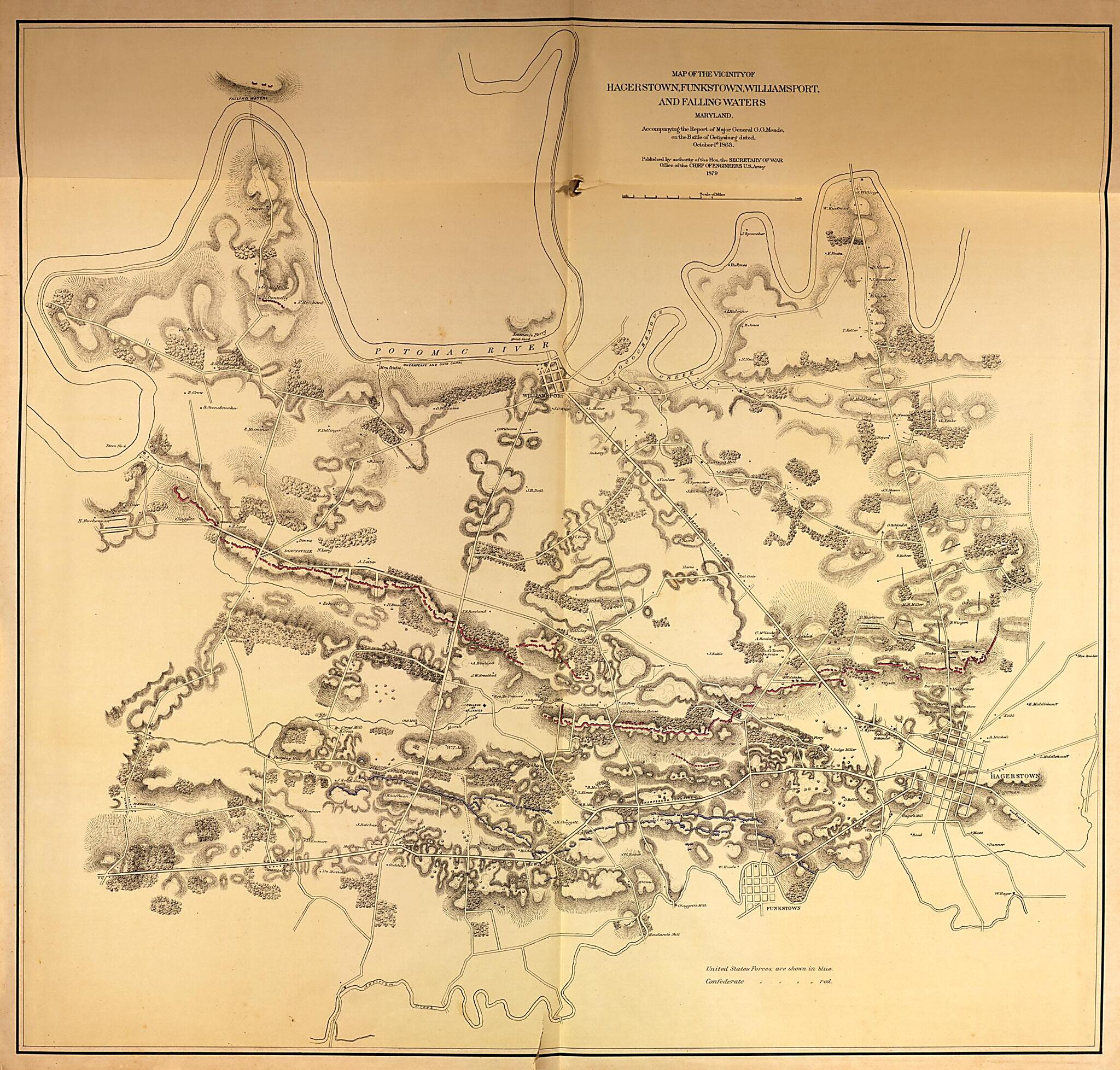 This old map of Map of Vicinity of Hagerstown,Funkstown,Williamsport,and Falling Waters,Md.,1863 from Military Maps. from 1879 was created by United States. Army. Corps of Engineers in 1879