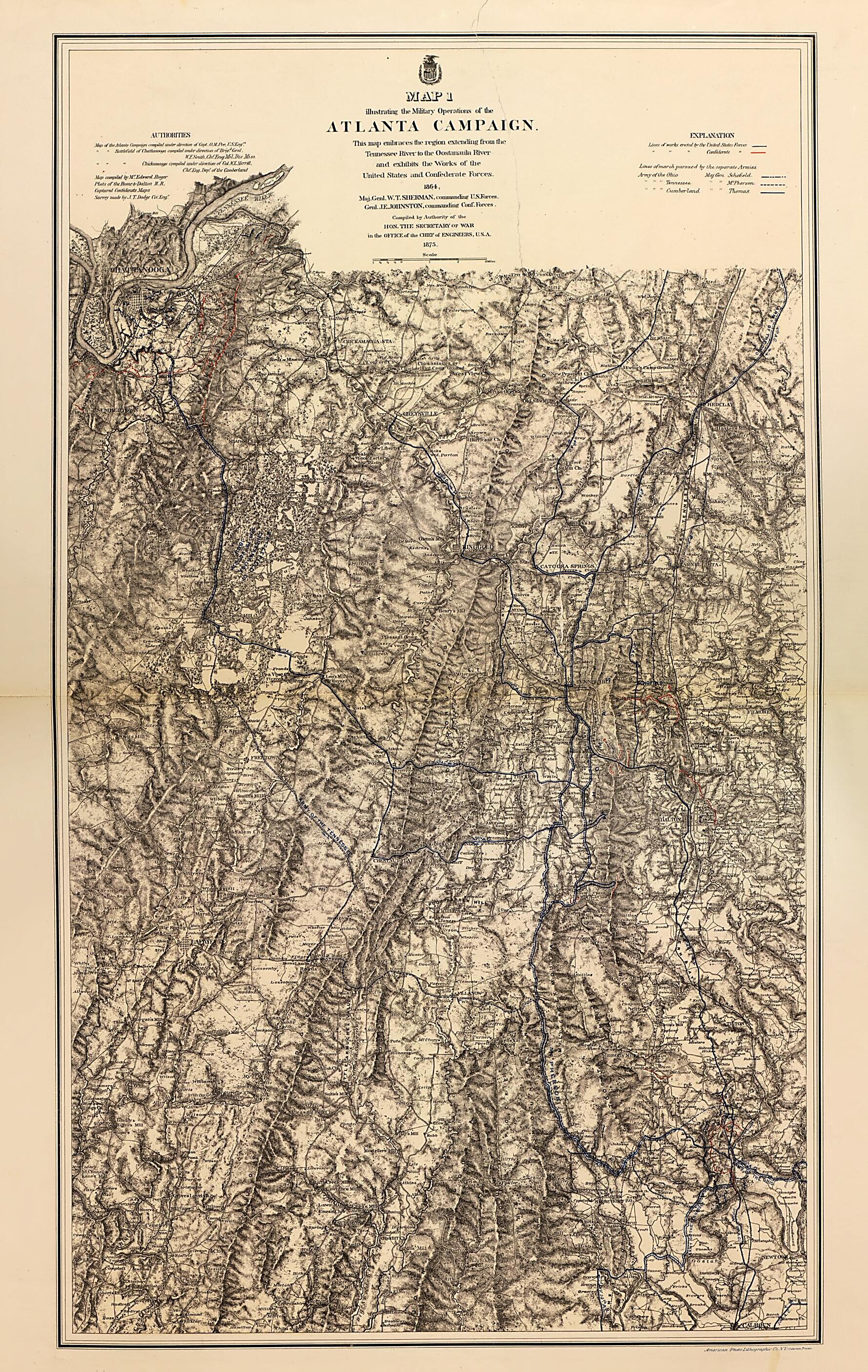 This old map of Atlanta Campaign, Including Tennessee River to the Oostanaula River Region from Military Maps. from 1879 was created by United States. Army. Corps of Engineers in 1879