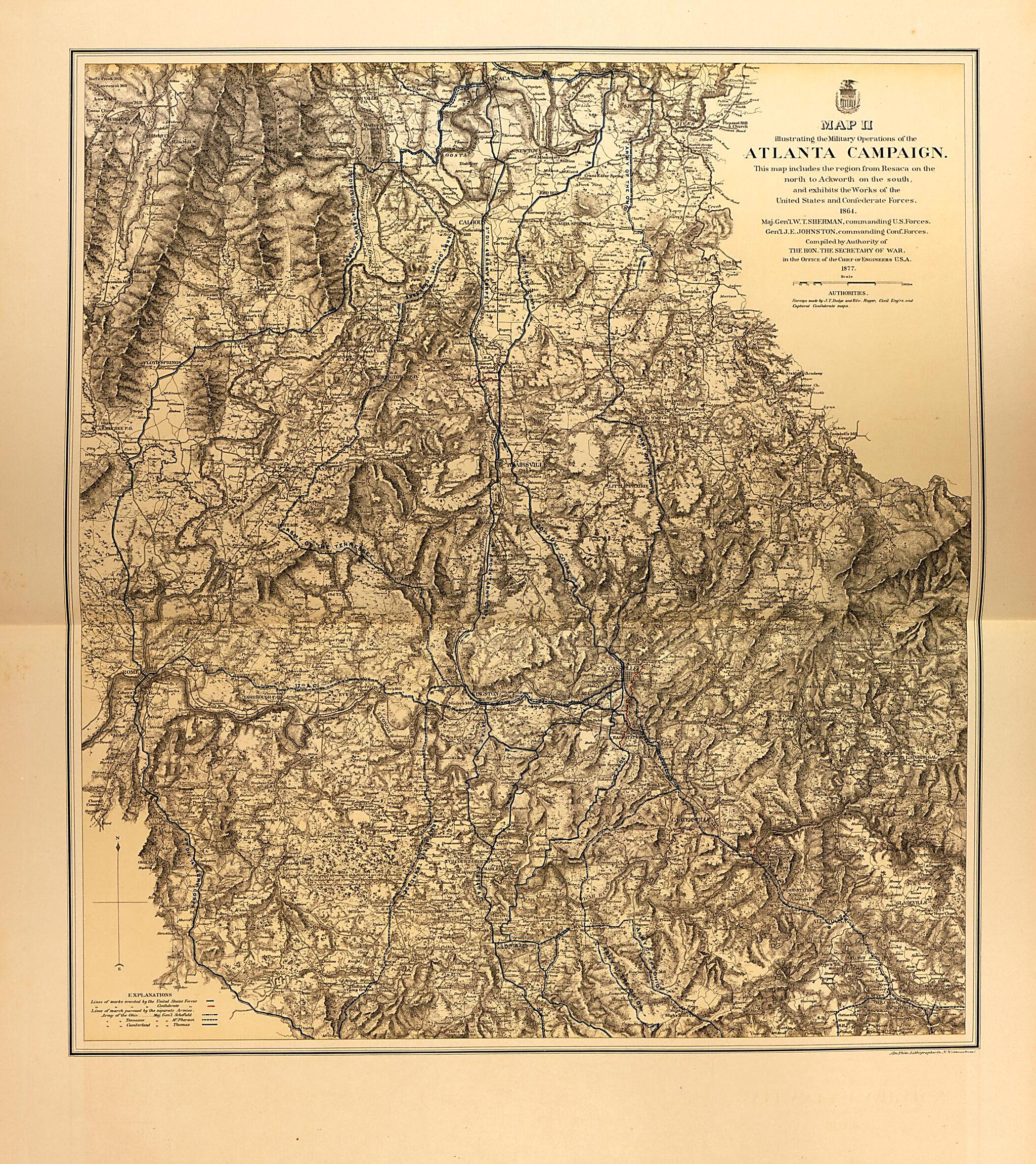 This old map of Atlanta Campaign, Includes Region Showing Resaca and Ackworth from Military Maps. from 1879 was created by United States. Army. Corps of Engineers in 1879