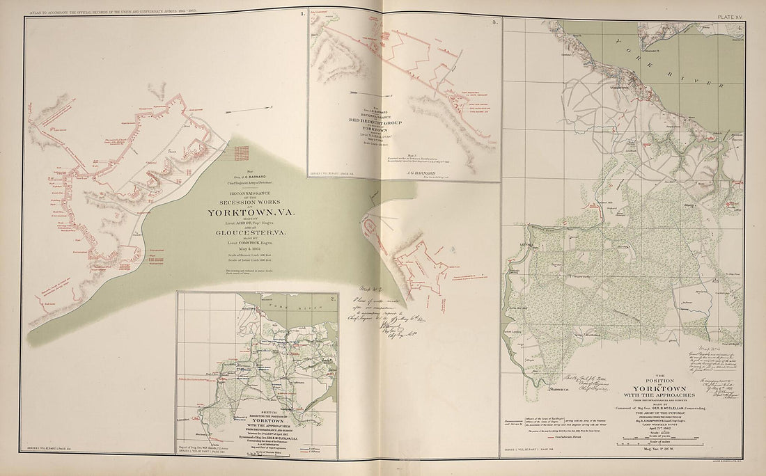 This old map of Yorktown and Gloucester, Virginia from Rebellion Atlas from 1892 was created by United States. War Department in 1892