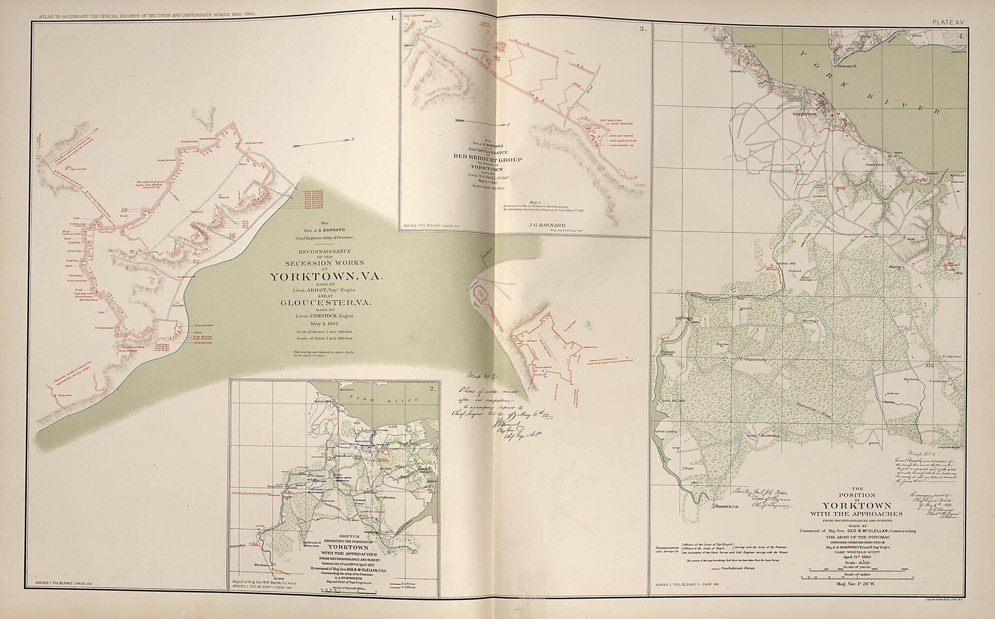 This old map of Yorktown and Gloucester, Virginia from Rebellion Atlas from 1892 was created by United States. War Department in 1892