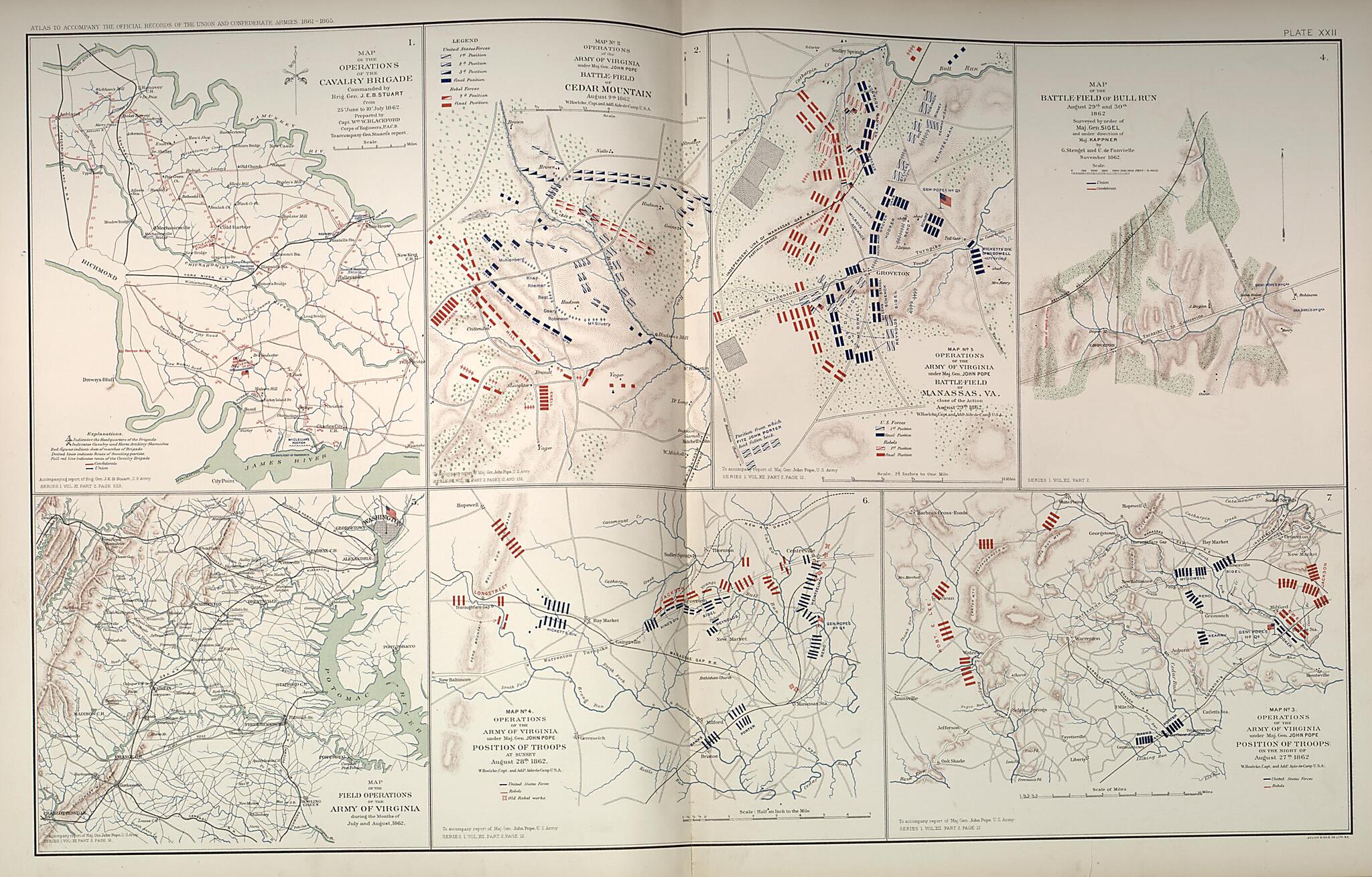 This old map of Cedar Mountain, Virginia, Bull Run, Virginia from Rebellion Atlas from 1892 was created by United States. War Department in 1892