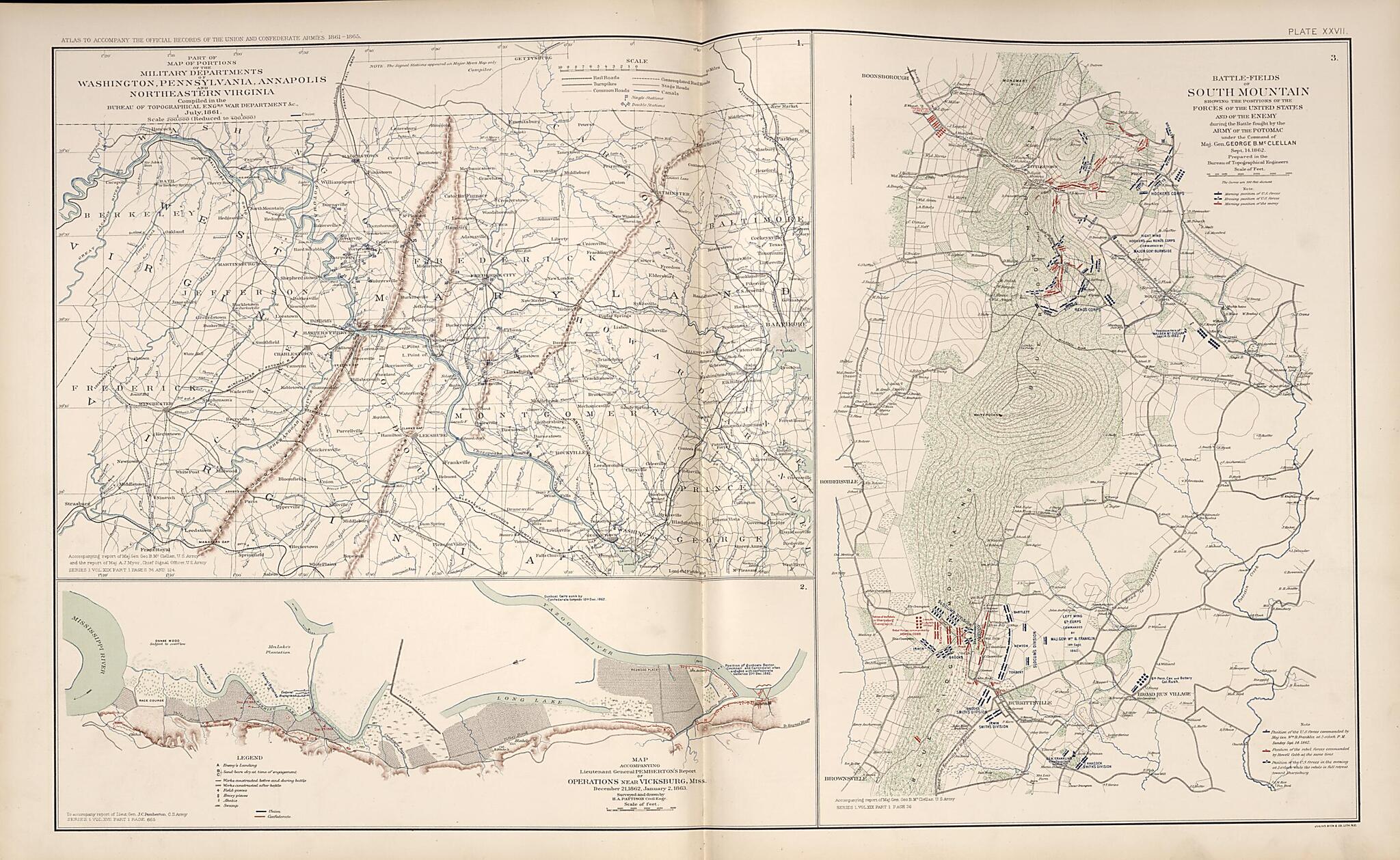 This old map of Washington, D.C., Pennsylvania, Annapolis, Northeastern Virginia, South Mountain,Maryland , Vicksburg,Mississippi from Rebellion Atlas from 1892 was created by United States. War Department in 1892