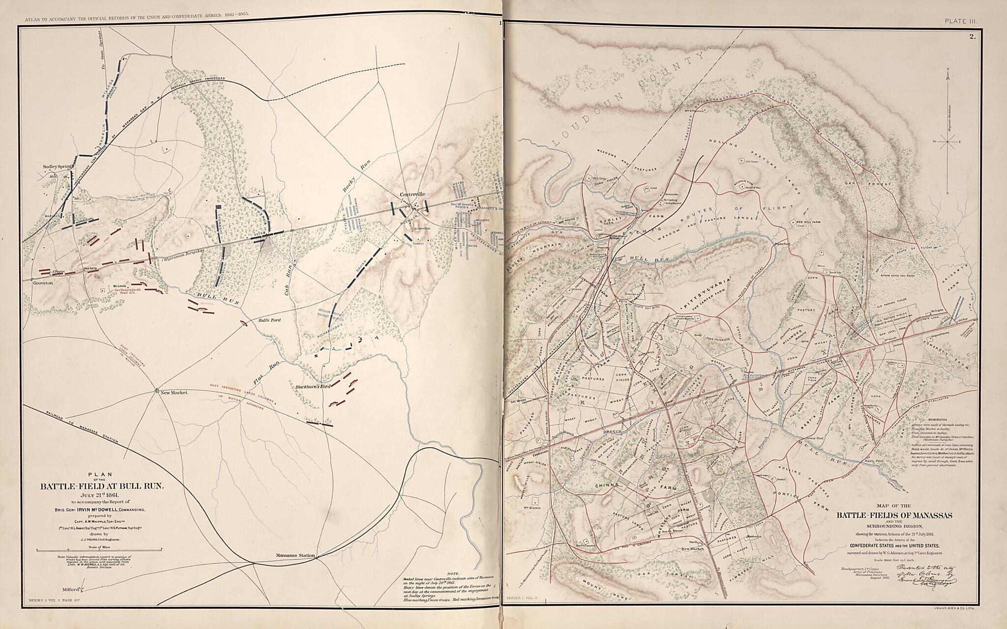 This old map of Battle Fields of Bull Run and Manassas, Virginia from Rebellion Atlas from 1892 was created by United States. War Department in 1892