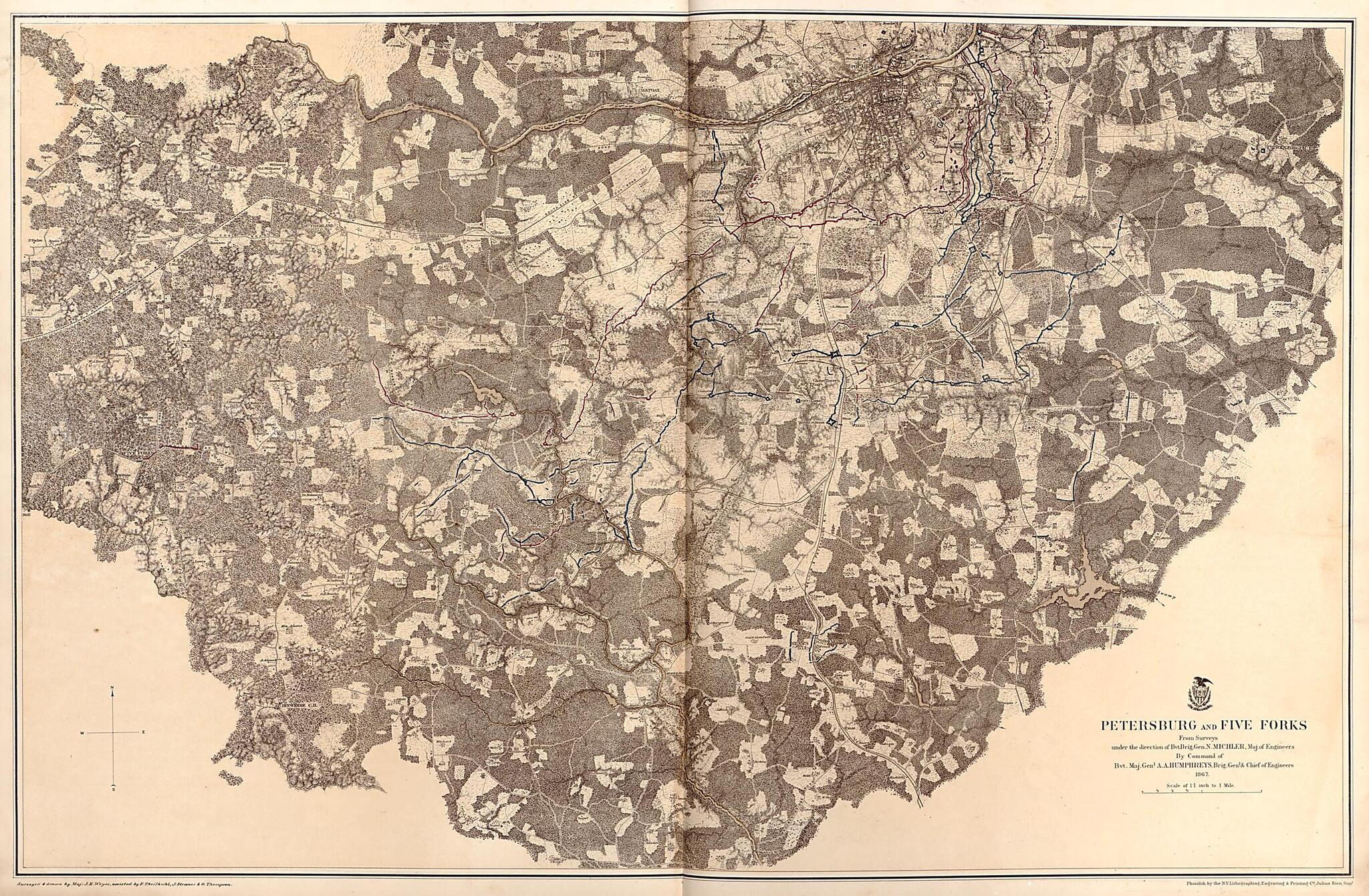This old map of Petersburg and Five Forks, 1867 from Military Maps Illustrating the Operations of the Armies of the Potomac & James, May 4th 1864 to April 9th 1865. from 1869 was created by United States. Army. Corps of Engineers in 1869