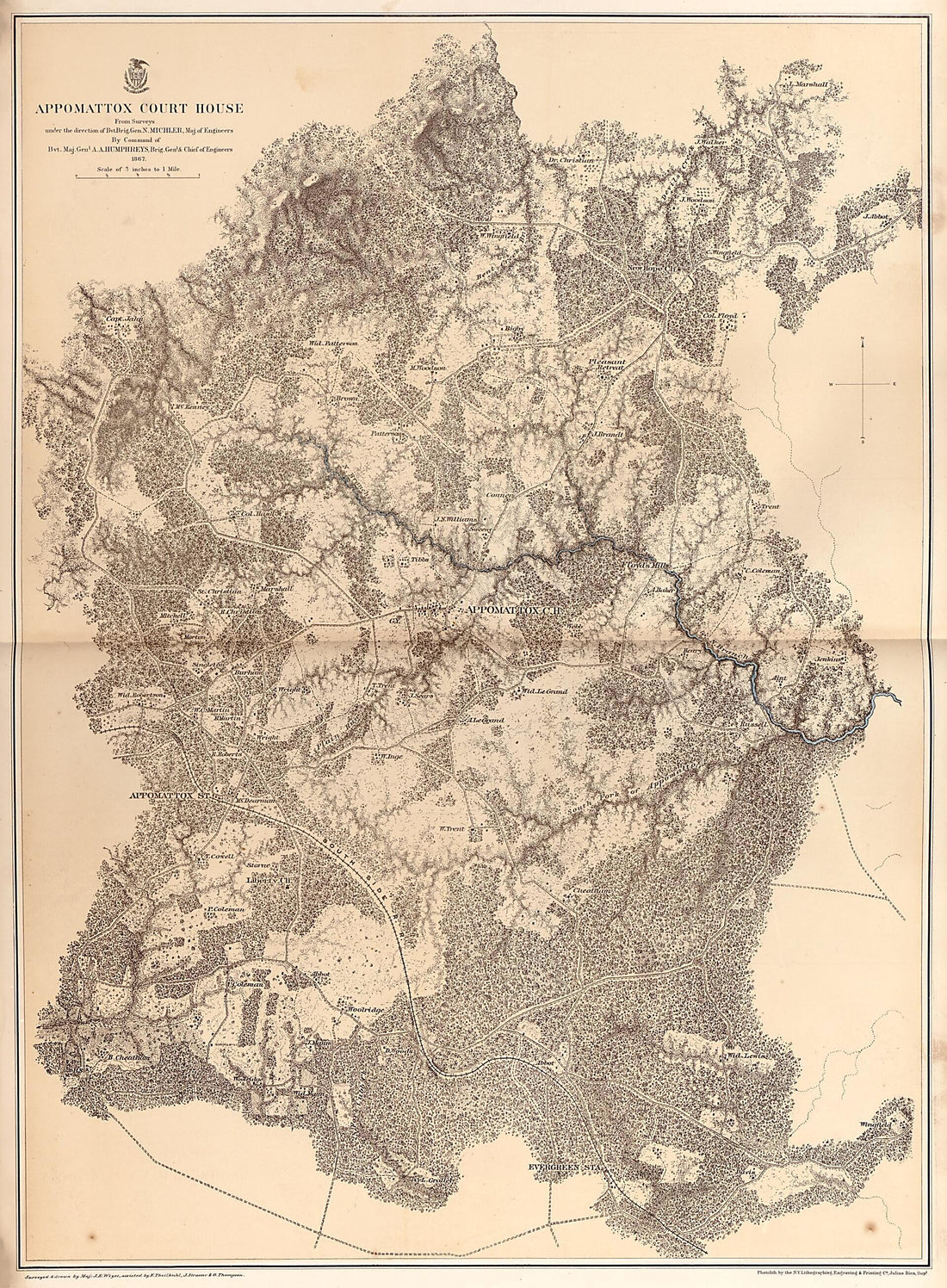 This old map of Appomattox Court House, 1867 from Military Maps Illustrating the Operations of the Armies of the Potomac & James, May 4th 1864 to April 9th 1865. from 1869 was created by United States. Army. Corps of Engineers in 1869