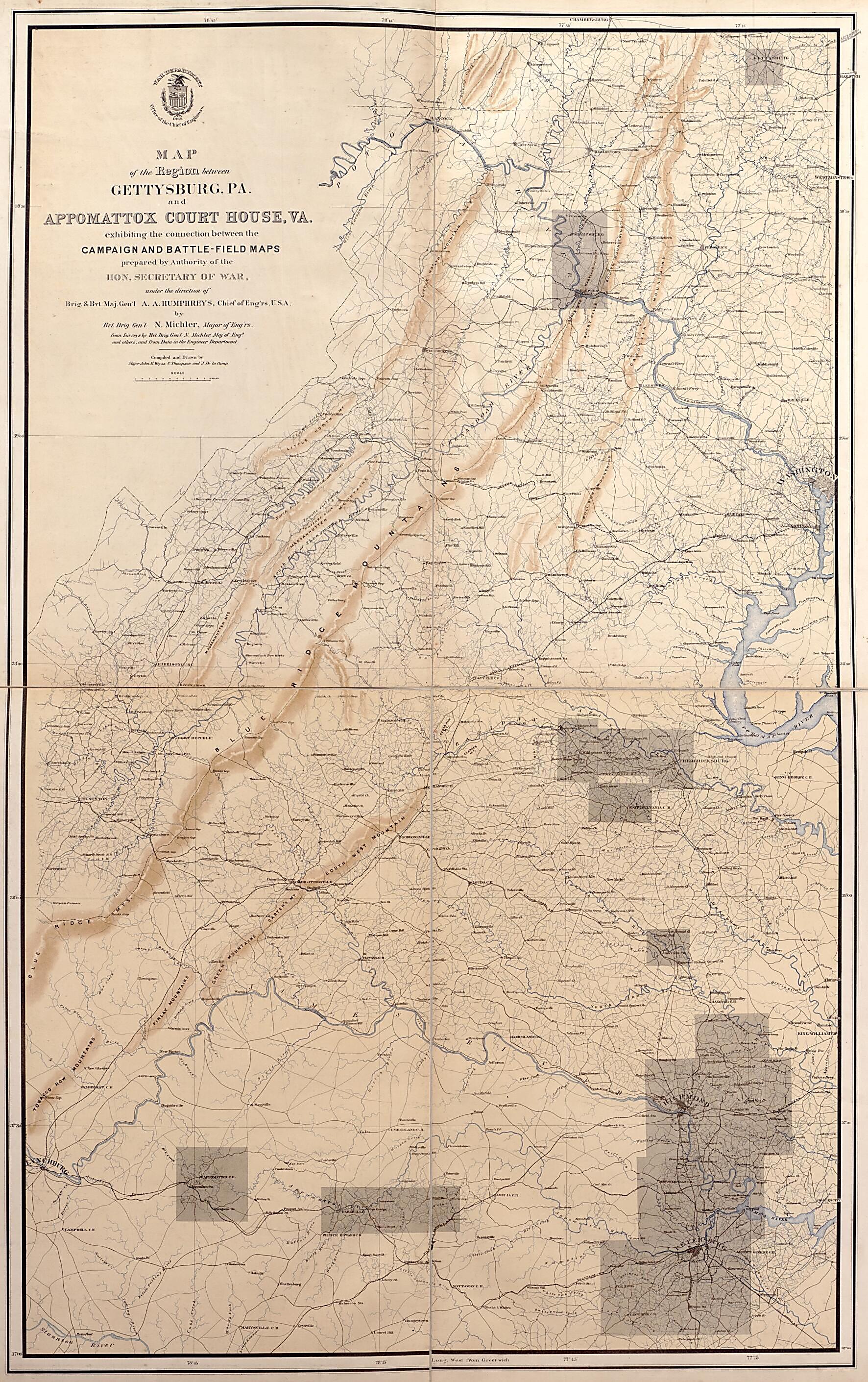 This old map of Fredericksburg, 1867 from Military Maps Illustrating the Operations of the Armies of the Potomac & James, May 4th 1864 to April 9th 1865. from 1869 was created by United States. Army. Corps of Engineers in 1869