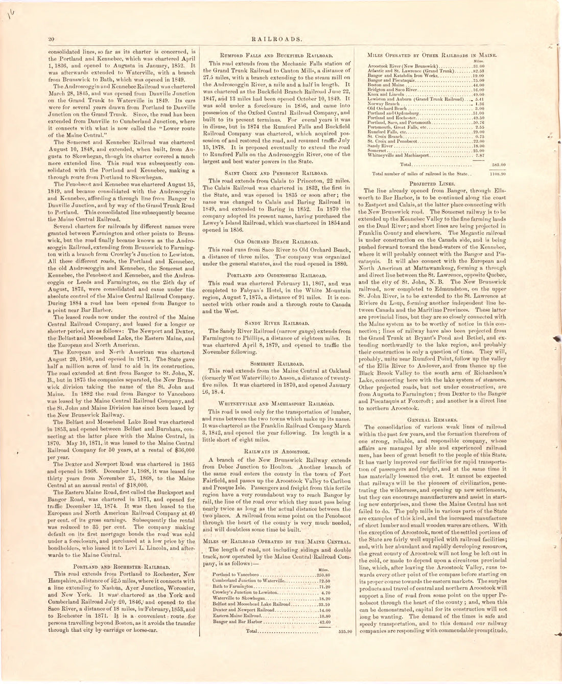 This hand drawn illustration (map) of Railroads of Mainecontinued from Colby&