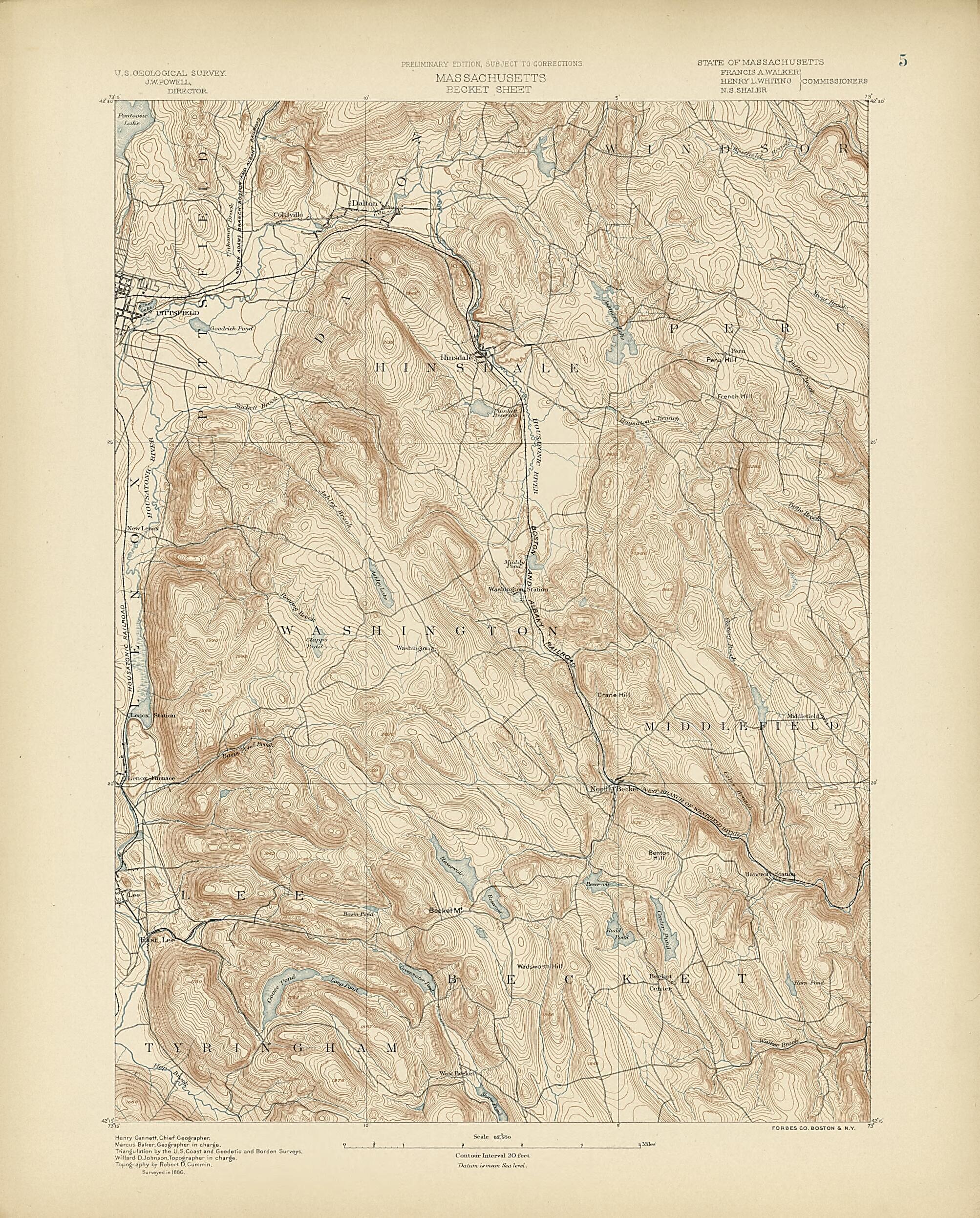 This old map of Massachusetts, Becket Sheet from Atlas of Massachusetts, 1884-from 1890 from 1890 was created by Massachusetts. Topographical Survey Commission in 1890