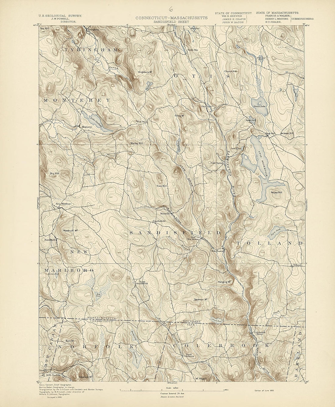 This old map of Connecticut - Massachusetts, Sandisfield Sheet from Atlas of Massachusetts, 1884-from 1890 from 1890 was created by Massachusetts. Topographical Survey Commission in 1890