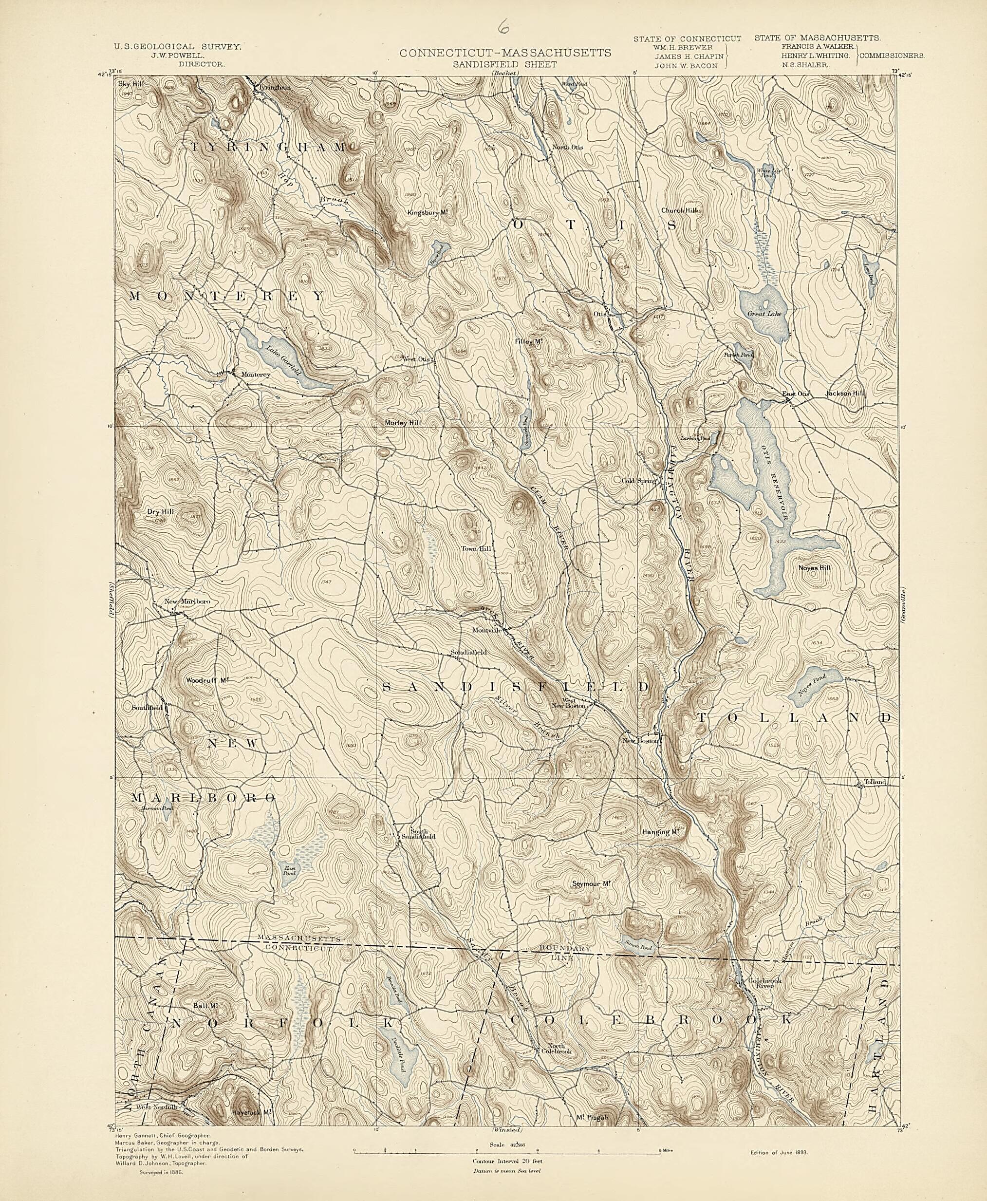 This old map of Connecticut - Massachusetts, Sandisfield Sheet from Atlas of Massachusetts, 1884-from 1890 from 1890 was created by Massachusetts. Topographical Survey Commission in 1890