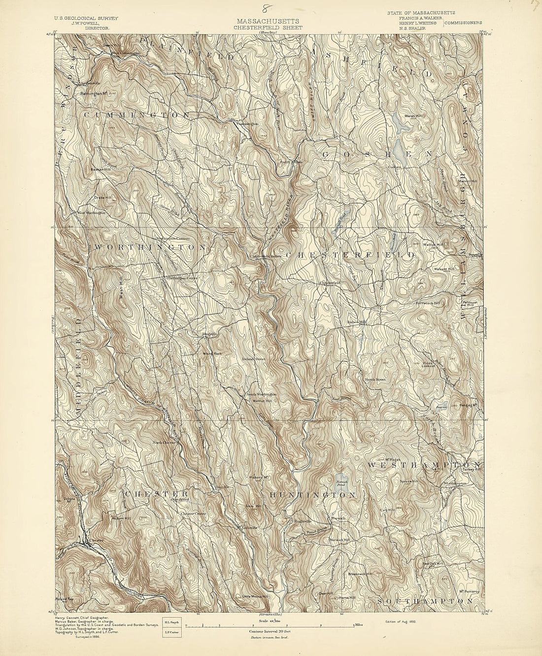 This old map of Massachusetts, Chesterfield Sheet from Atlas of Massachusetts, 1884-from 1890 from 1890 was created by Massachusetts. Topographical Survey Commission in 1890