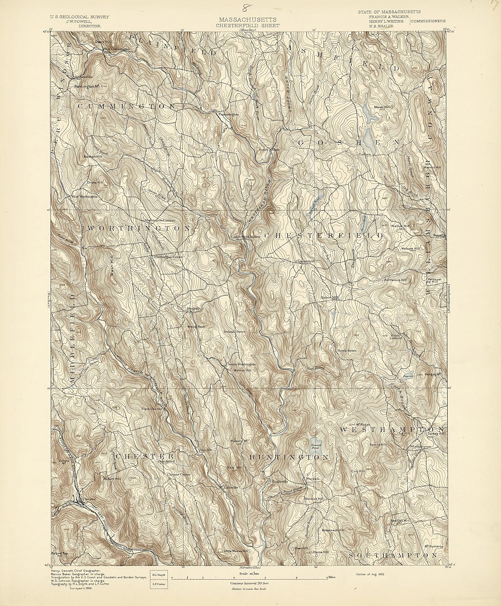 This old map of Massachusetts, Chesterfield Sheet from Atlas of Massachusetts, 1884-from 1890 from 1890 was created by Massachusetts. Topographical Survey Commission in 1890