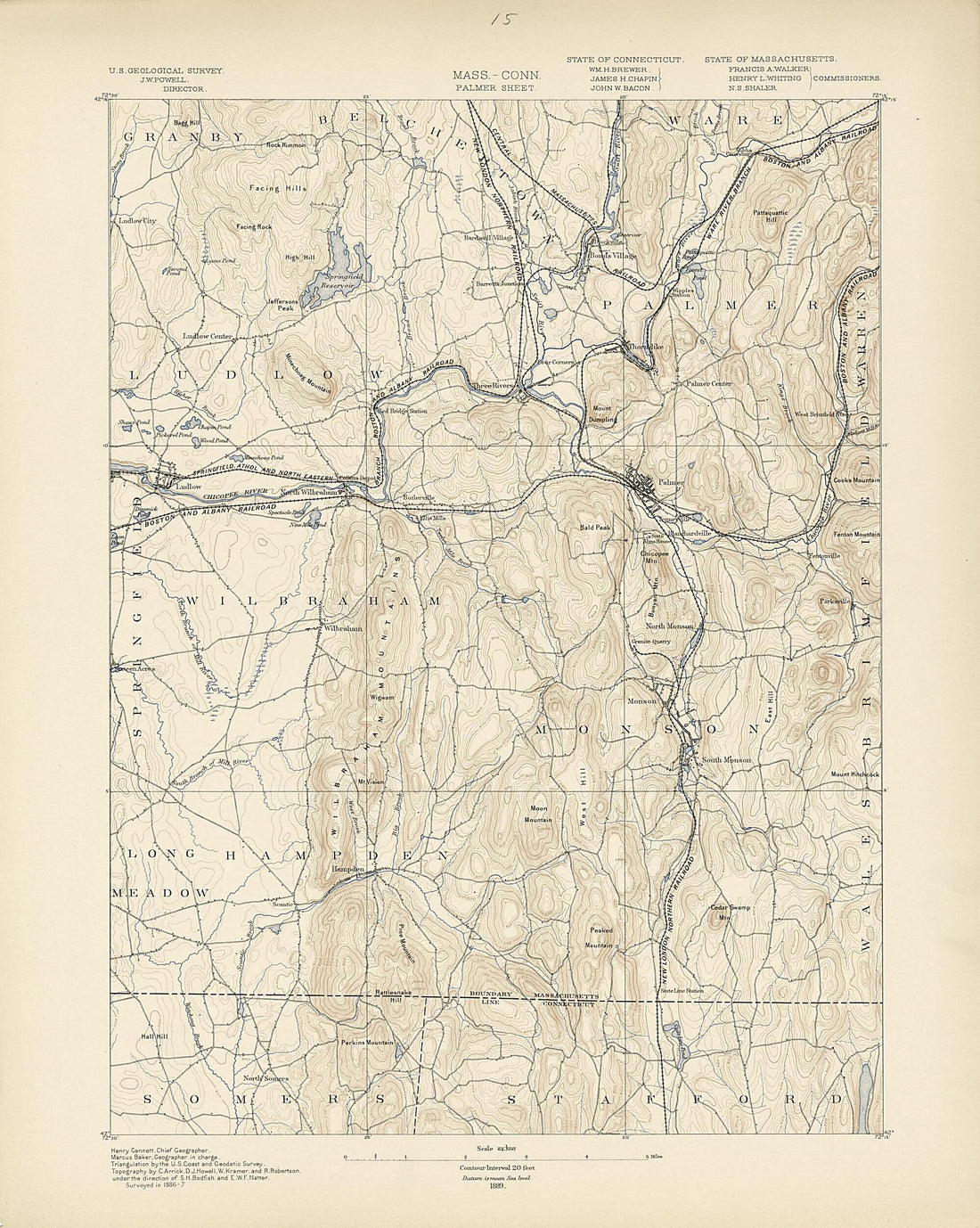 This old map of Massachusetts - Connecticut, Palmer Sheet from Atlas of Massachusetts, 1884-from 1890 from 1890 was created by Massachusetts. Topographical Survey Commission in 1890