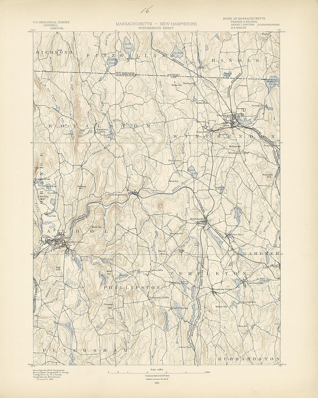This old map of Massachusetts - New Hampshire, Winchendon Sheet from Atlas of Massachusetts, 1884-from 1890 from 1890 was created by Massachusetts. Topographical Survey Commission in 1890