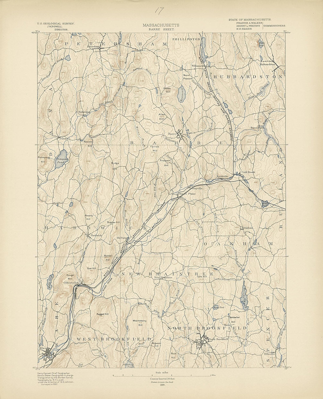 This old map of Massachusetts, Barre Sheet from Atlas of Massachusetts, 1884-from 1890 from 1890 was created by Massachusetts. Topographical Survey Commission in 1890