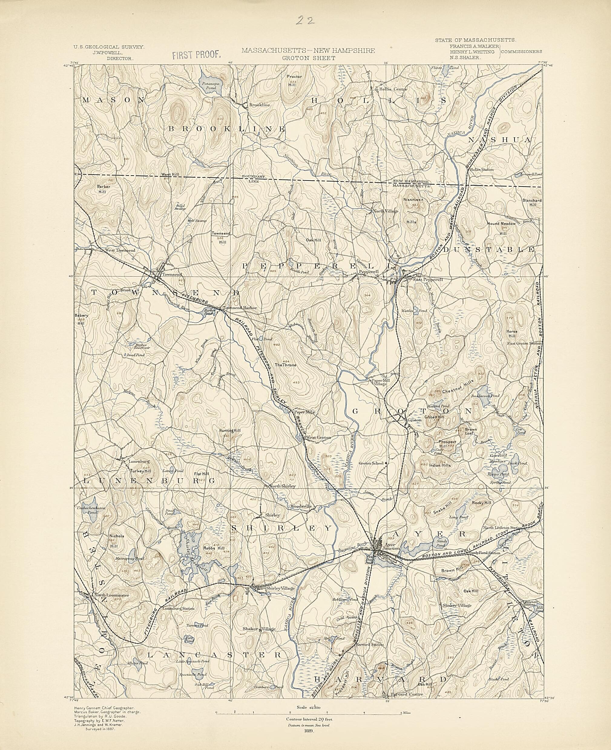 This old map of Massachusetts - New Hampshire, Groton Sheet from Atlas of Massachusetts, 1884-from 1890 from 1890 was created by Massachusetts. Topographical Survey Commission in 1890